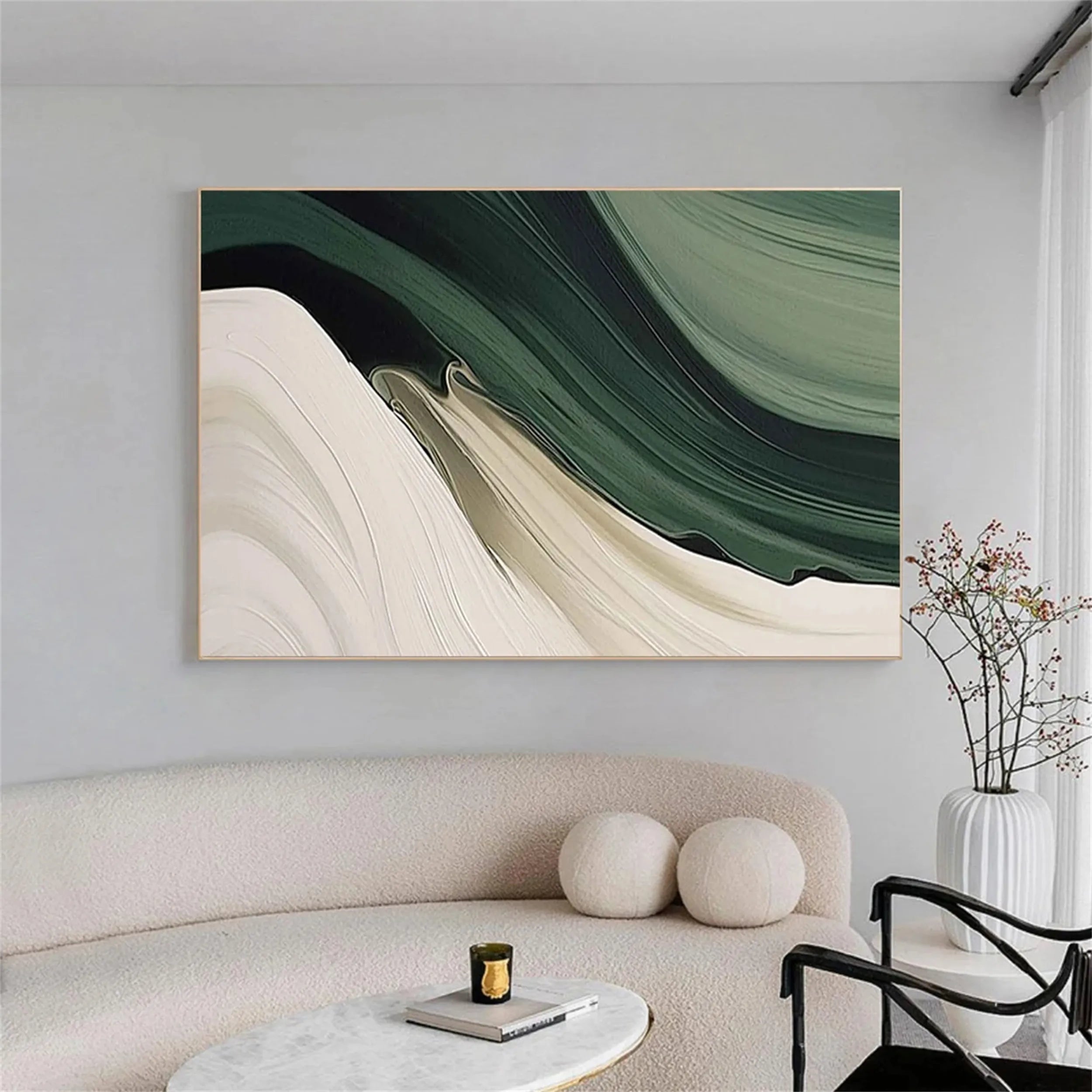Blue & Green Abstract Wall Art Painting #BG045 - Modern Canvas Print for Living Room, Bedroom & Office Decor