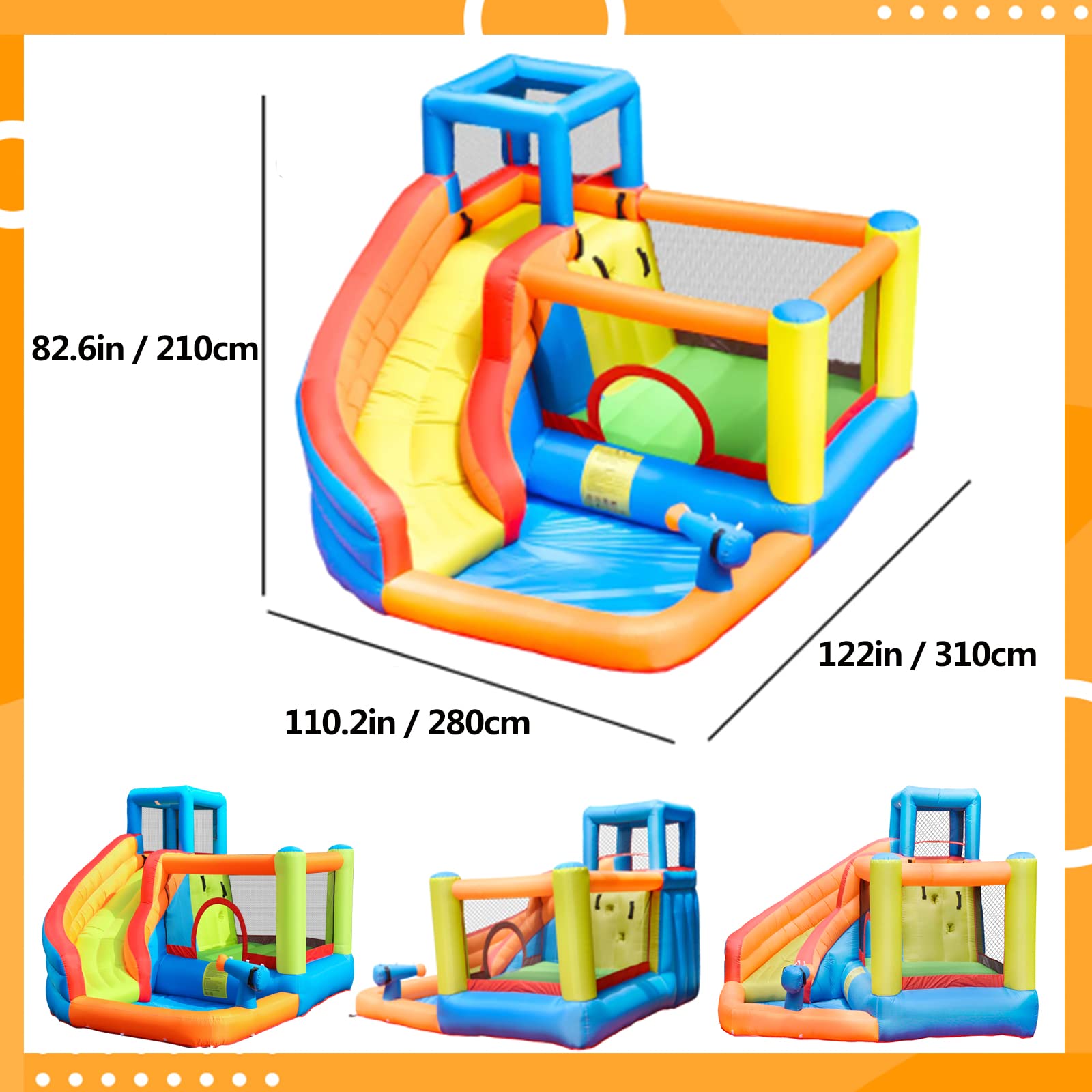 **Doctor Dolphin Inflatable Bounce House with Water Slide for Kids - 450W Blower, Indoor & Outdoor Backyard Play, Birthday Parties, Summer Fun**    (Note: This optimized title includes keywords like 