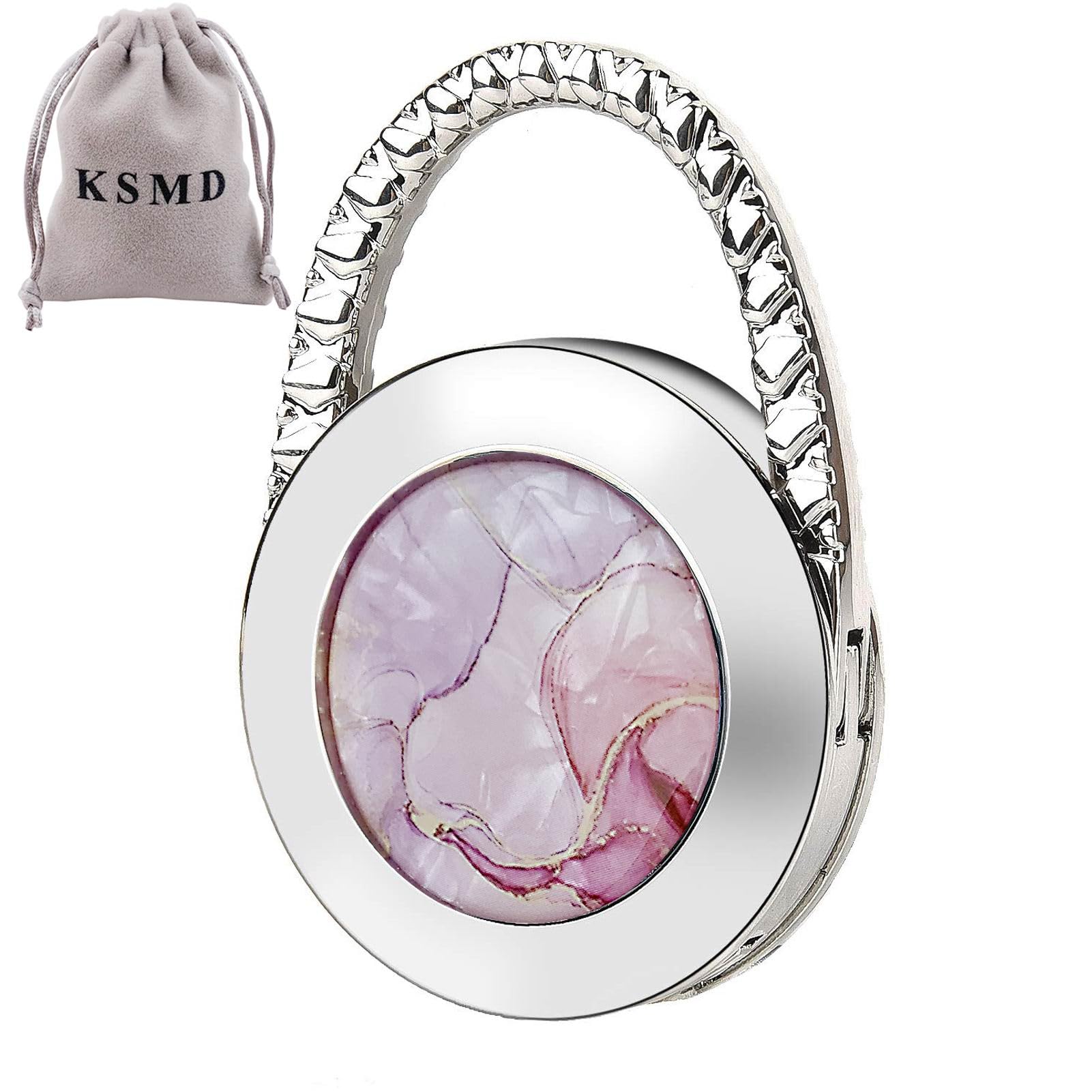 KSMD Purse Hooks for Women - Foldable Table Hook Hanger for Purses & Bags at Restaurants, Bars, Travel - Portable Purse Organizer with Non-Slip Grip (Marble Pattern) - Perfect for Dining Out, Shopping & Outdoor Events