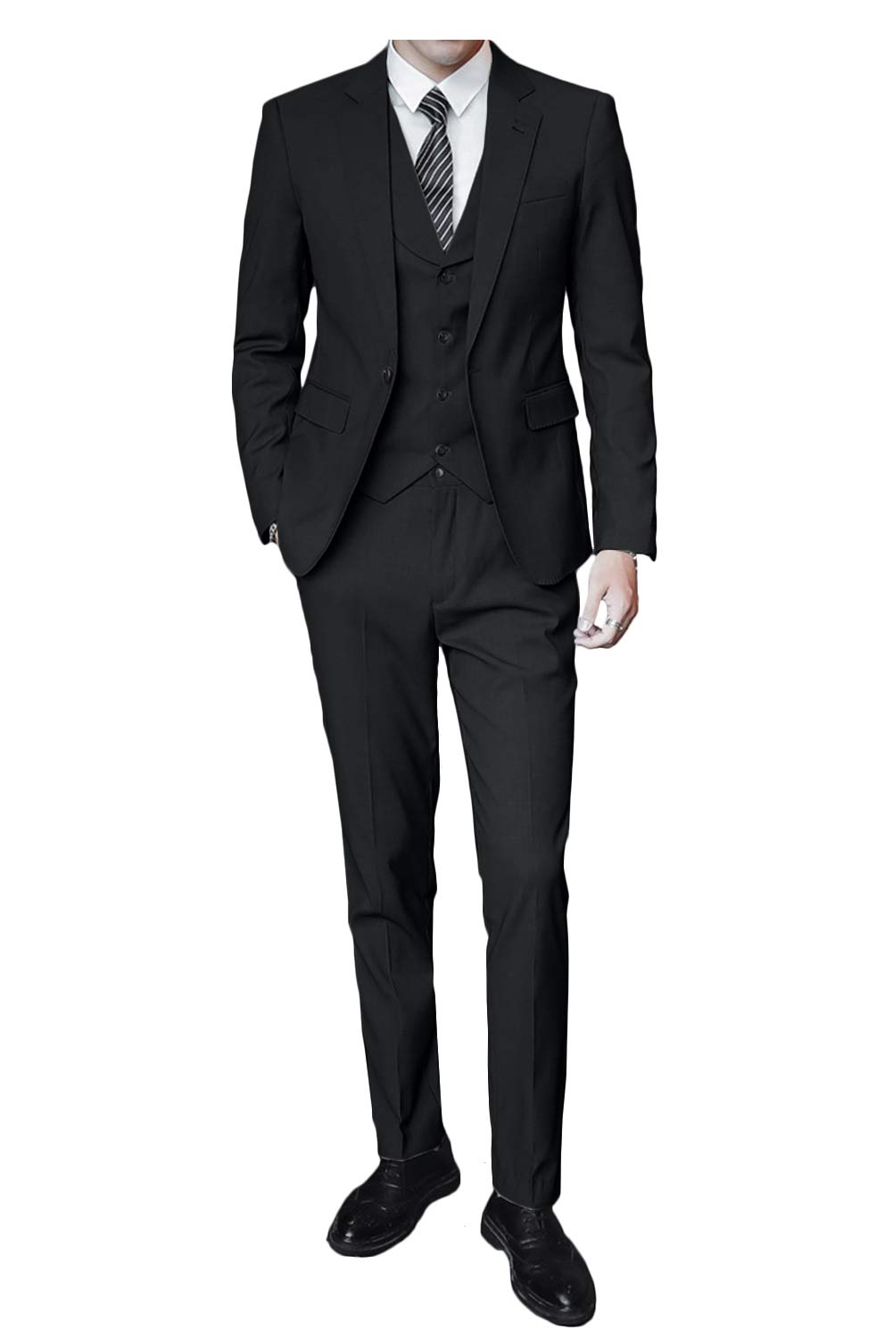 Wemaliyzd Men's Classic Fit 3-Piece Business Suit Set with Notch Lapel Blazer, Vest & Straight Pants | Formal Office Attire, Wedding, Interview & Special Occasion Outfit