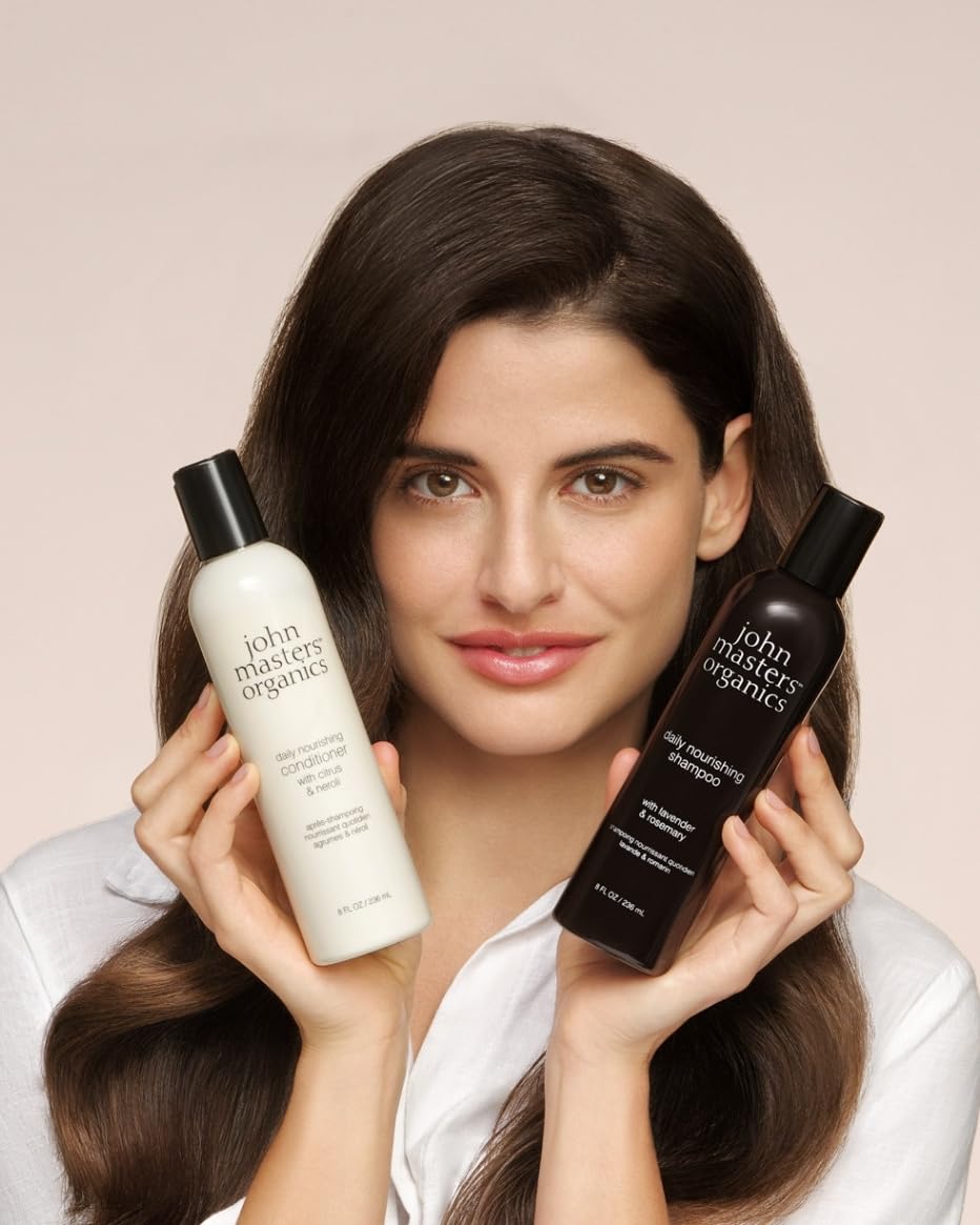 John Masters Organics Daily Nourishing Shampoo with Lavender & Rosemary - USDA Organic, Sulfate-Free Formula for Scalp Purification & Healthy Hair - Ideal for Daily Use, Dry Scalp Care & Natural Haircare Routine