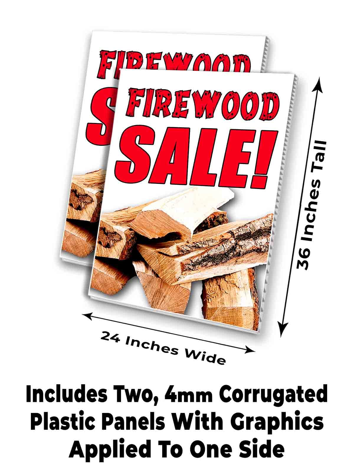 Premium 4mm Corrugated Plastic Firewood Sign (24