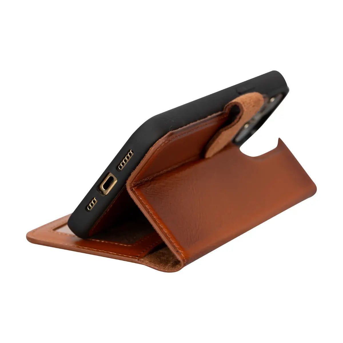 Premium Burnished Tan Leather Wallet Case for iPhone 15 Pro Max - Slim Protective Cover with Card Slots | Perfect for Business, Travel & Everyday Use