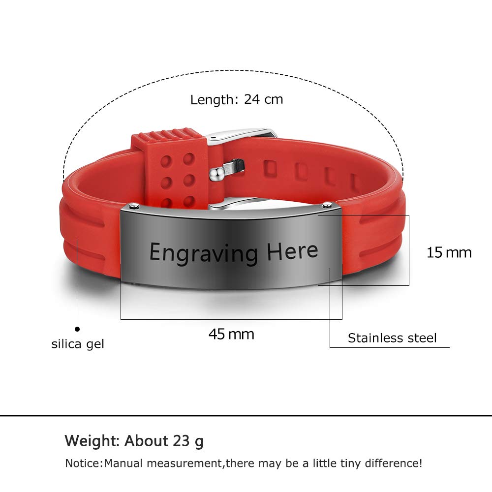 Adjustable Medical ID Bracelet for Women & Men - Personalized Silicone Sport Wristband for Kids & Adults - Perfect for Allergies, Diabetes & Emergency Identification