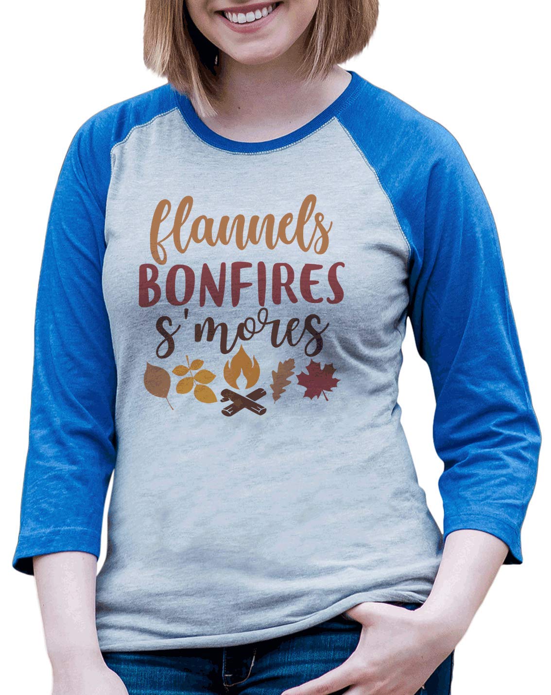 7 ate 9 Apparel Women's Fall S'Mores Graphic T-Shirt | Cozy Autumn Casual Tee for Pumpkin Spice Season, Camping & Coffee Dates