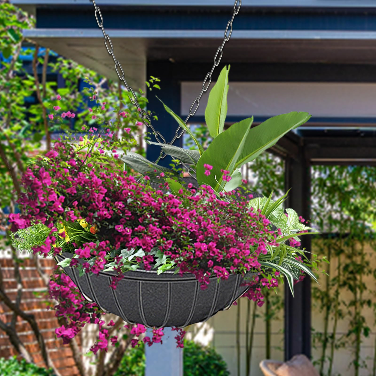 4Pcs 14 Inch Round Hanging Basket Liners - Durable Felt Plant Pot Liners for Outdoor Plants, Flowers, Vegetables - Perfect for Garden, Fence & Balcony Decor (14 Inch)