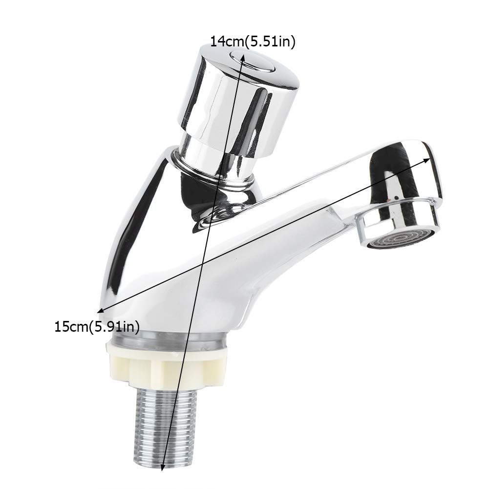 Delaman Automatic Shut-Off Timer Faucet - Chrome Water Saving Touchless Kitchen & Bathroom Sink Faucet with Push Button - Perfect for Eco-Friendly Homes & Commercial Spaces