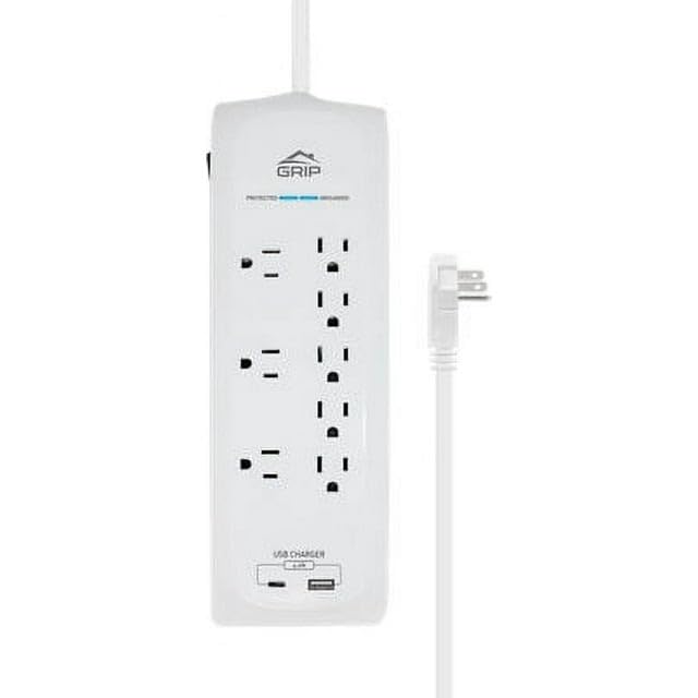 Grip 8 Outlet Surge Protector with 1 USB & 1 USB-C Port, 4200 Joules, 6ft Cord - Ideal for Home Office, Gaming, and Electronics Protection