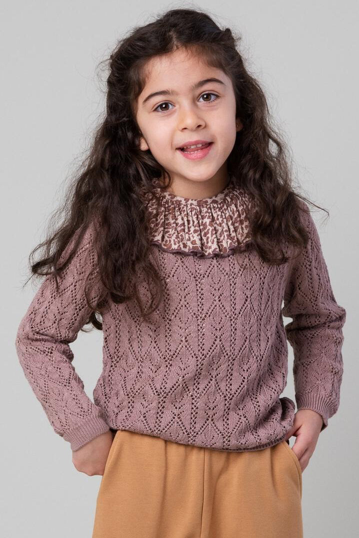 MarMar Copenhagen Tano Girls' Sweater in Dusty Mauve - Cozy Knit Pullover for School, Playdates & Fall Fashion