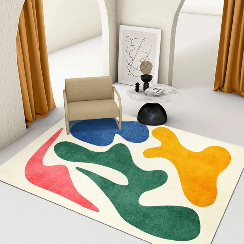 Artistic Abstract Lamb Wool Area Rug - Plush & Contemporary Elegance for Living Room, Bedroom, or Office Decor | Soft & Stylish Home Accent