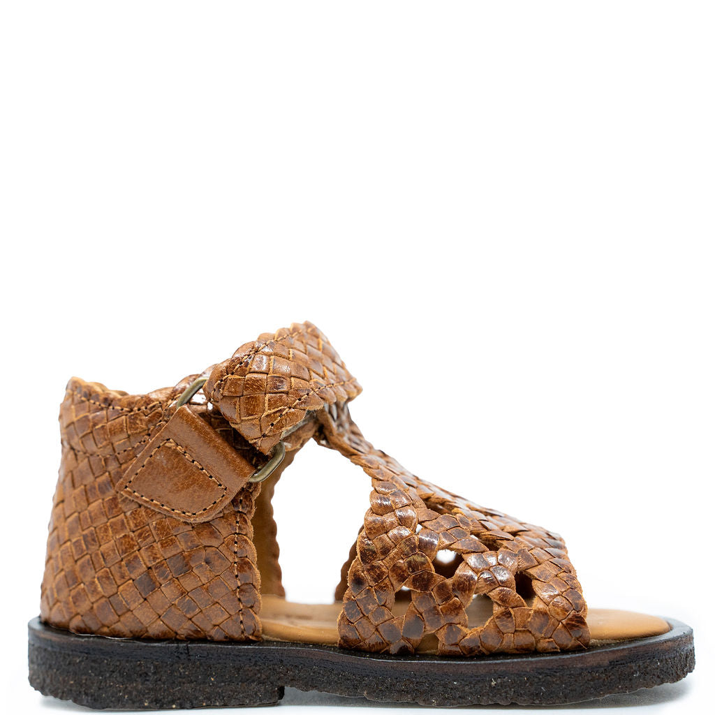 Angulus Tan Braided Baby Sandals - Soft Leather First Walkers for Toddlers | Perfect for Summer Outings, Beach Trips & Special Occasions