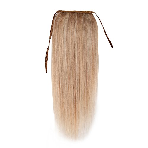 Remeehi 18 Inches Silky Straight High Ponytail Clip-in Human Hair Extensions 80g #18/613 - Perfect for Parties, Weddings & Daily Styling