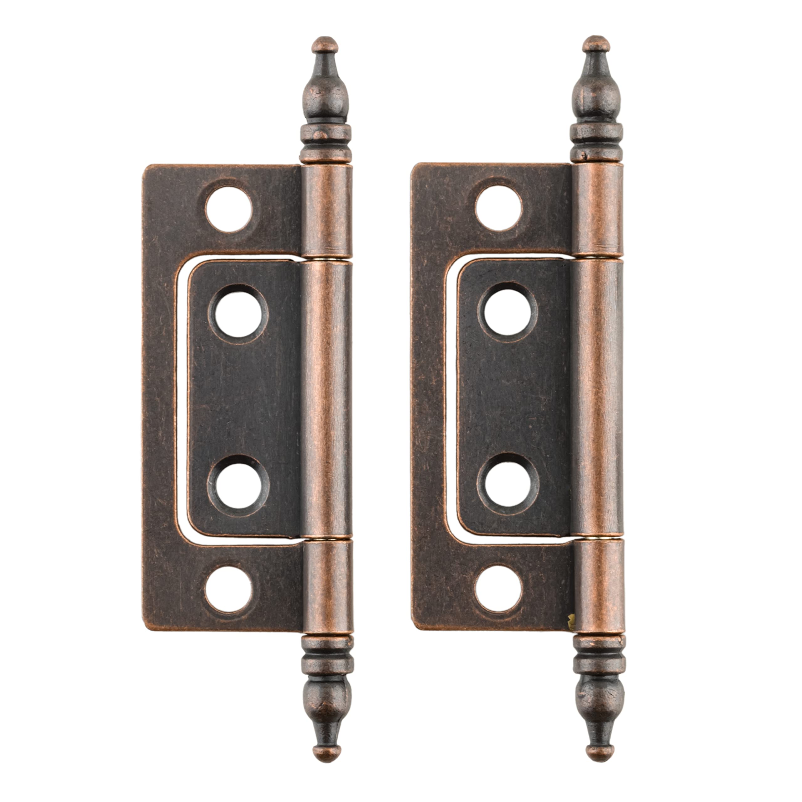 Antique Copper Non-Mortise Butt Hinges - Pack of 2 for Cabinet Doors & Furniture Hardware - Heavy Duty Decorative Hinges - Perfect for Vintage Style Cabinets, Doors, and DIY Woodworking Projects (UA-256-AC)