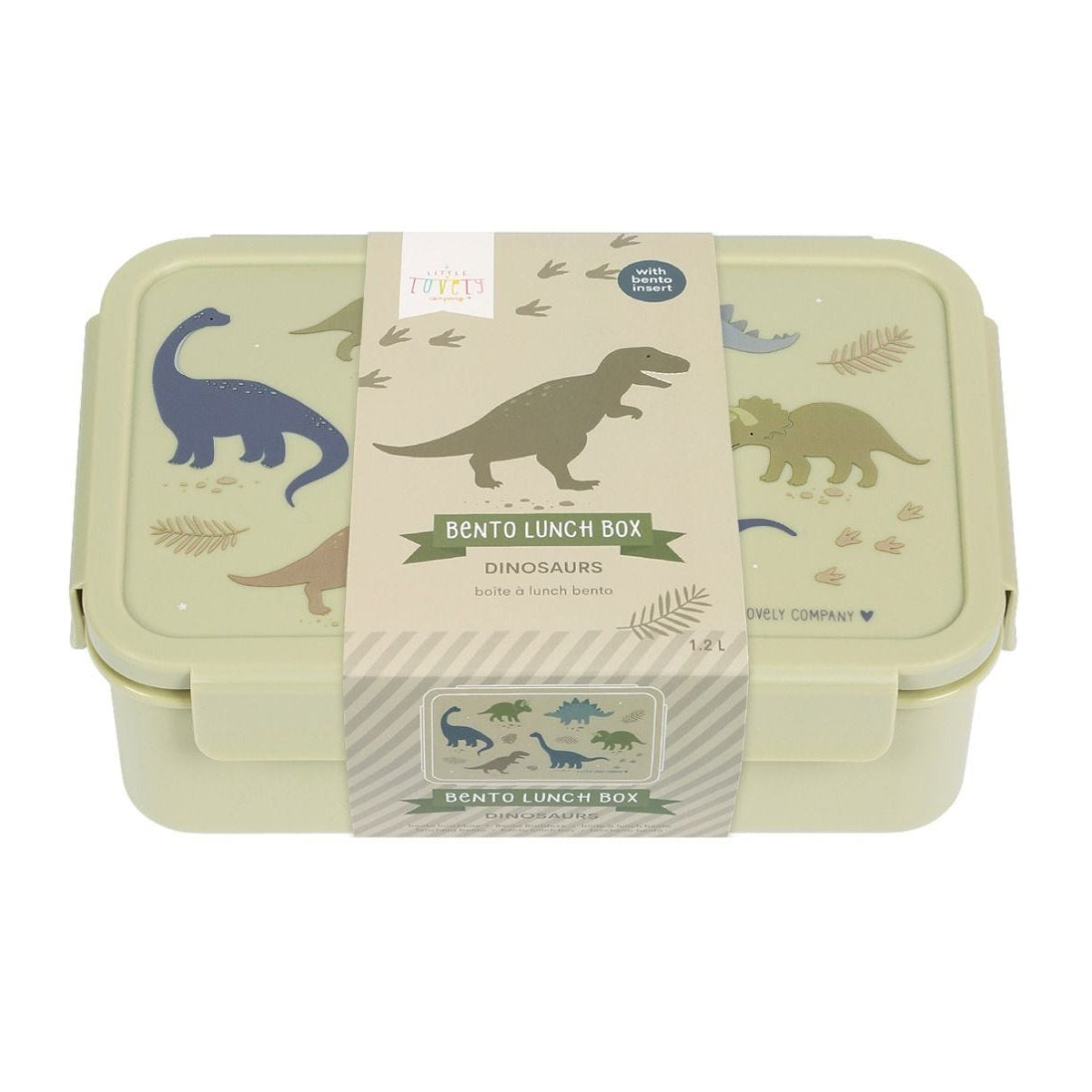 A Little Lovely Company Bento Lunch Box - Dinosaur Design Leak-Proof Kids Lunch Box for School, Work & Picnics | BPA-Free Plastic Food Container for Boys & Girls