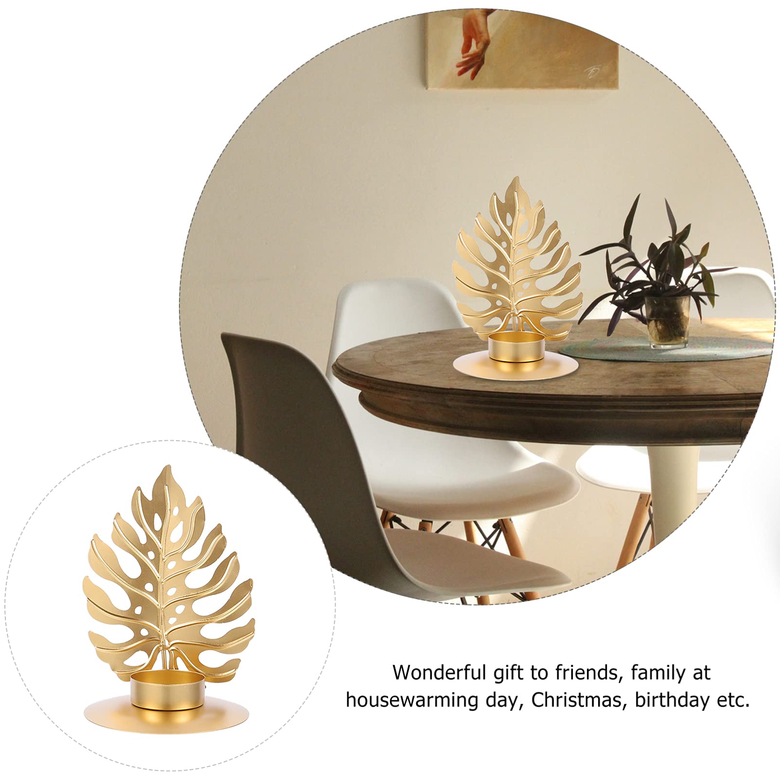 Bestoyard Elegant Leaf Design Iron Taper Candle Holders - Set of 2 Metal Candelabra for Wedding, Dining Table, Home Decor - Perfect for Romantic Dinners, Hawaii Theme Parties & Holiday Centerpieces