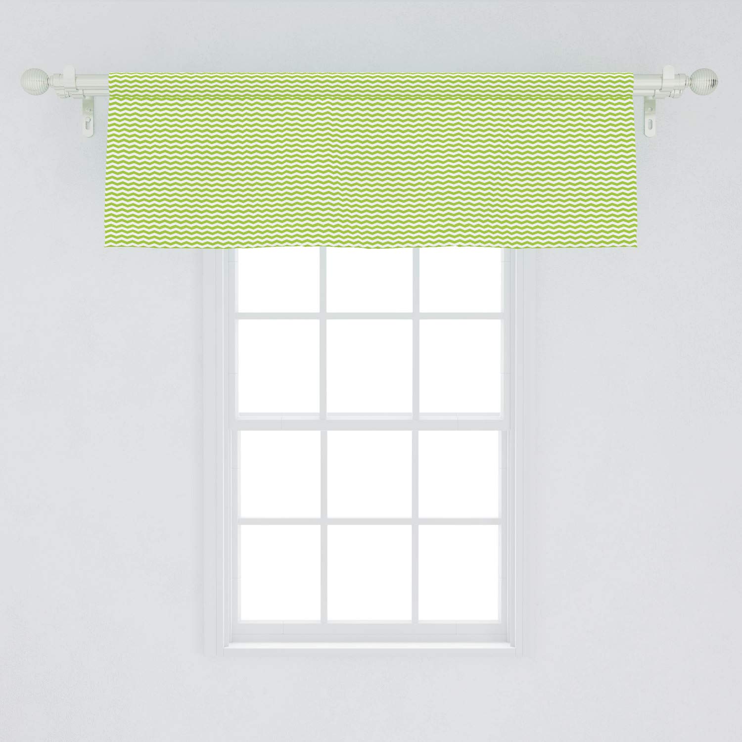 Ambesonne Chevron Window Valance - Modern Green & White Zigzag Geometric Curtain Valance with Rod Pocket, 54x18 Inches - Perfect for Kitchen & Bedroom Decor | Minimalist Home Accent for Contemporary Living Spaces