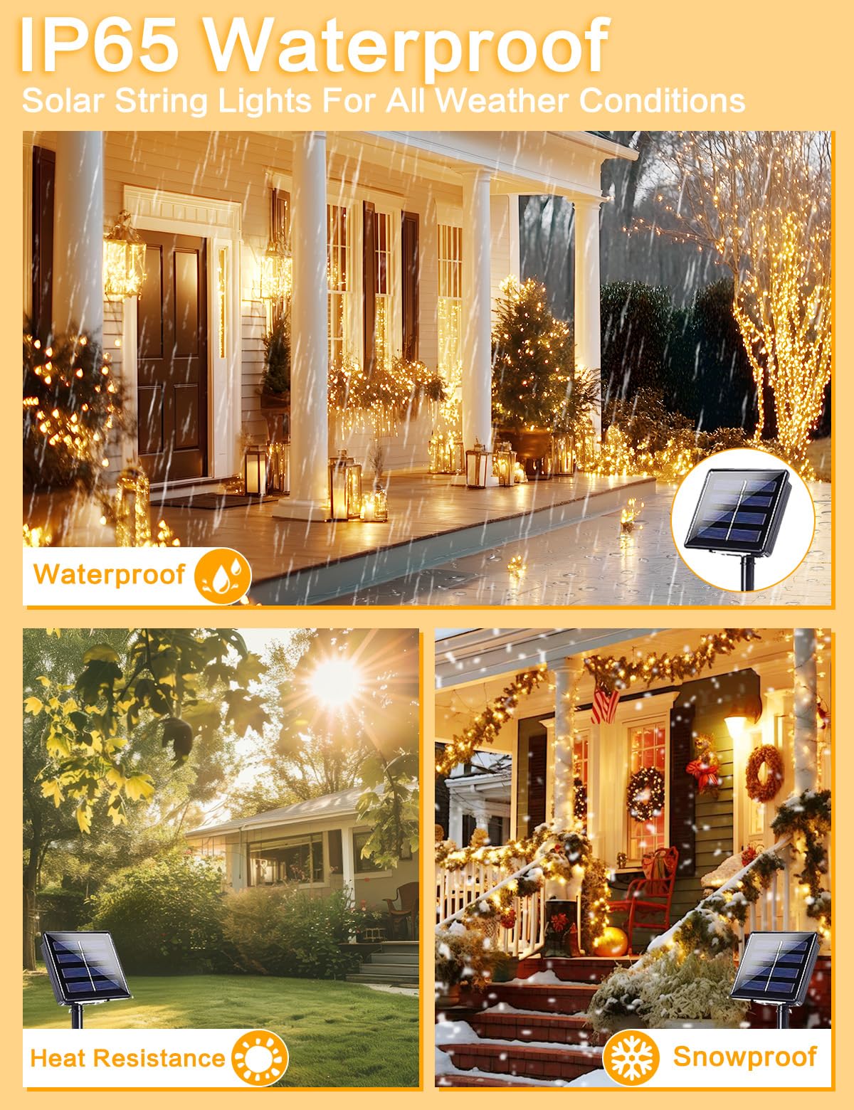 2 Pack 80FT 200LED Solar String Lights Outdoor Waterproof - 8 Modes Fairy Lights with Copper Wire for Garden, Patio, Fence - Perfect for Wedding, Christmas Decorations & Backyard Parties (Warm White)