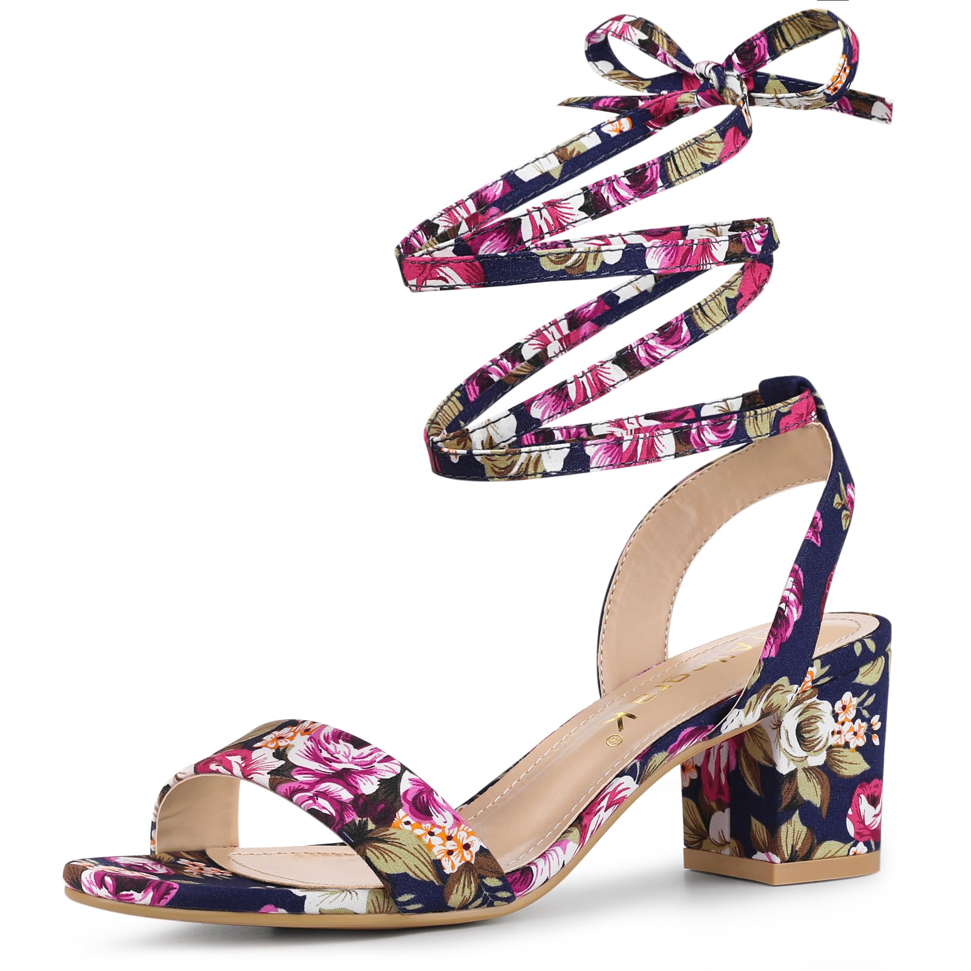 Allegra K Women's Block Heel Sandals - Lace Up Chunky Heels for Women | Comfortable Dressy Shoes for Weddings, Parties & Office Wear