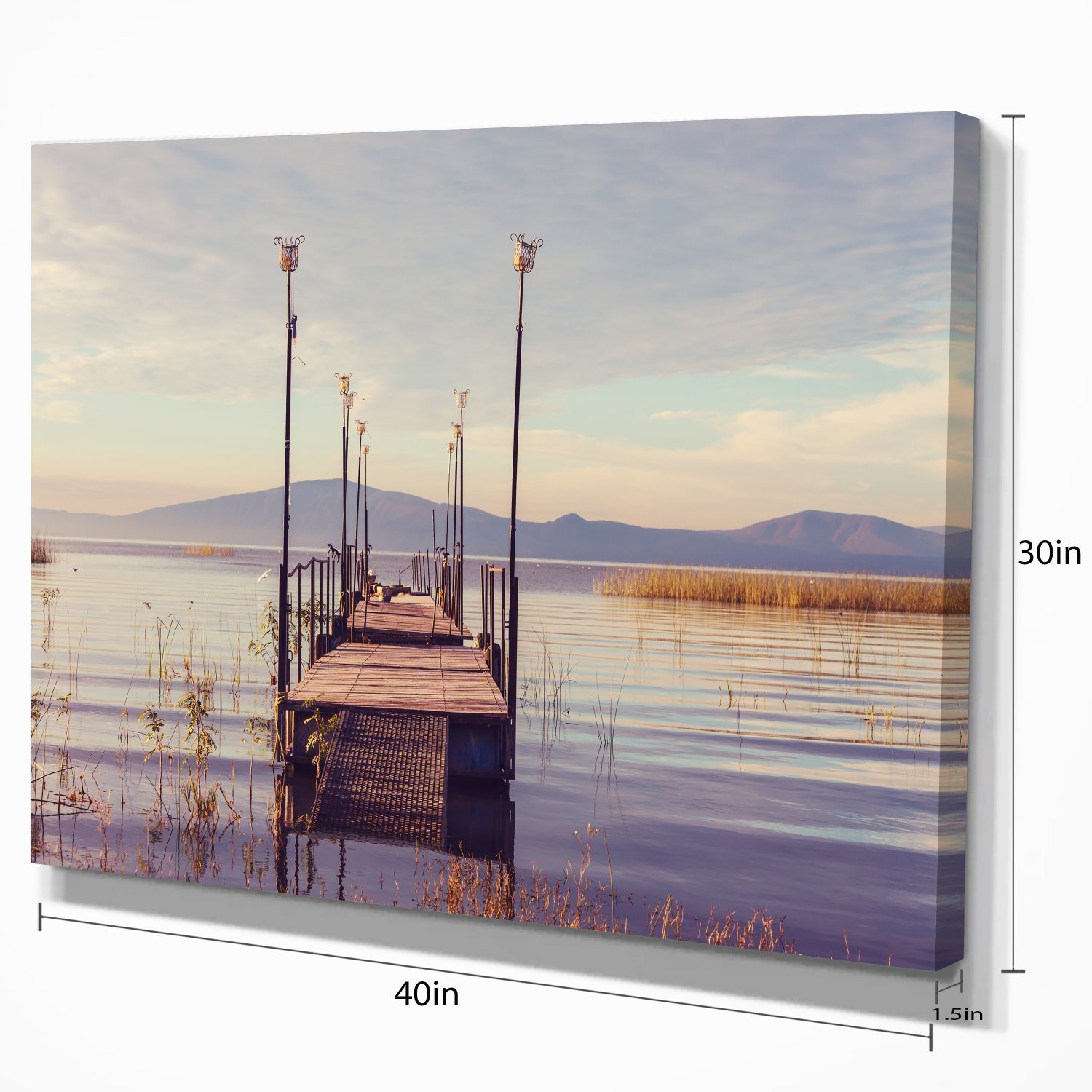 Scenic Wooden Boardwalk Bridge Over Clear Sea Water - Premium Canvas Wall Art Print for Living Room, Bedroom & Office Decor