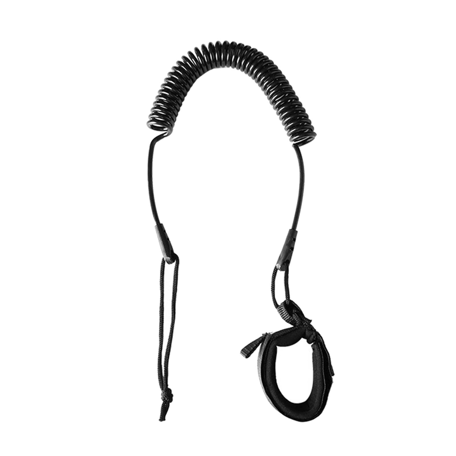 Premium 10ft Coiled SUP Leash for Stand Up Paddle Board & Kayak - Elastic Surfing SBS Design for Flat & Open Water - Durable Bodyboard Leash for Boats (Black) - Perfect for Ocean, Lake & River Adventures