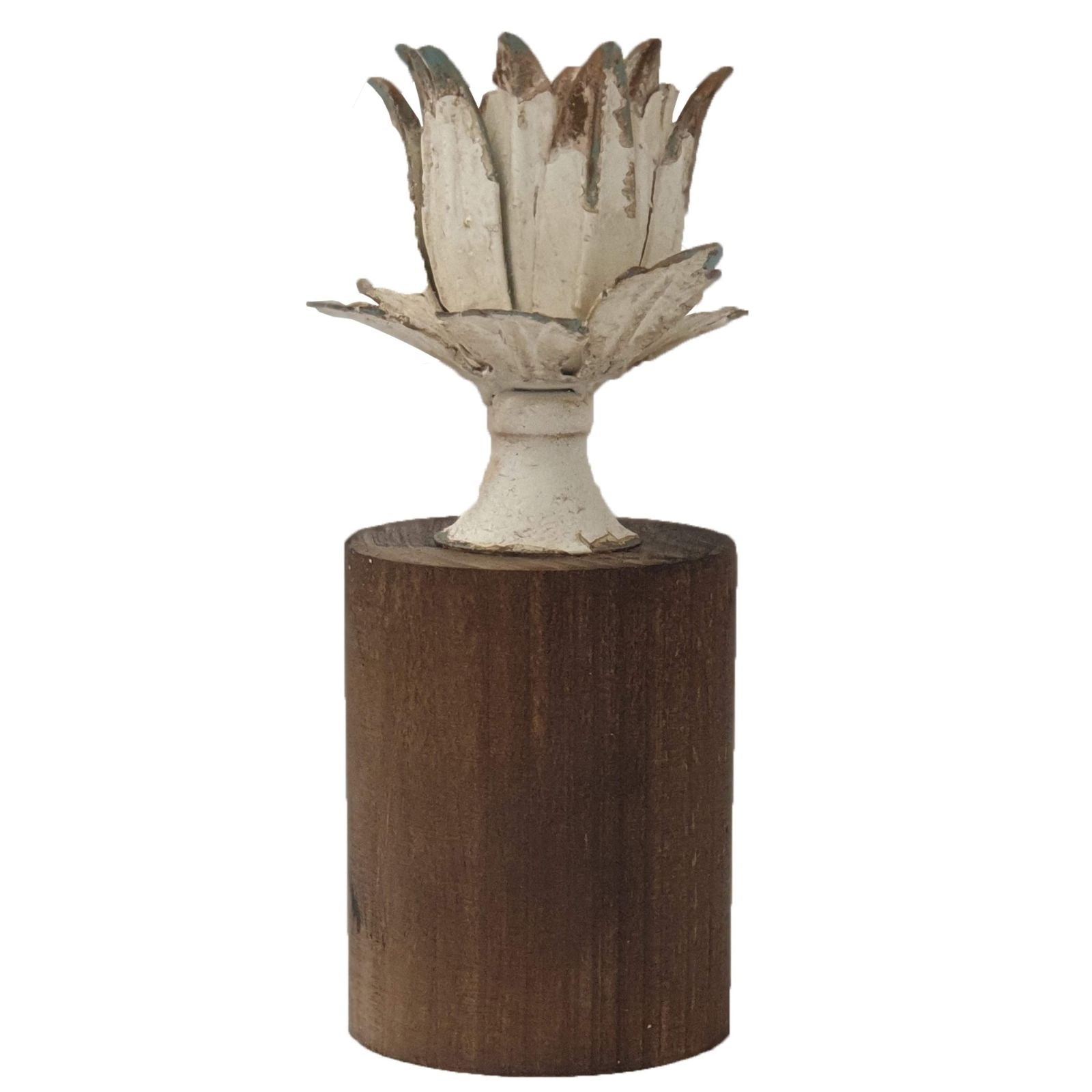 Urban Style Metal Flower in Bloom Candle Holder with Wooden Base - Perfect for Home Decor, Wedding Centerpieces & Romantic Ambiance