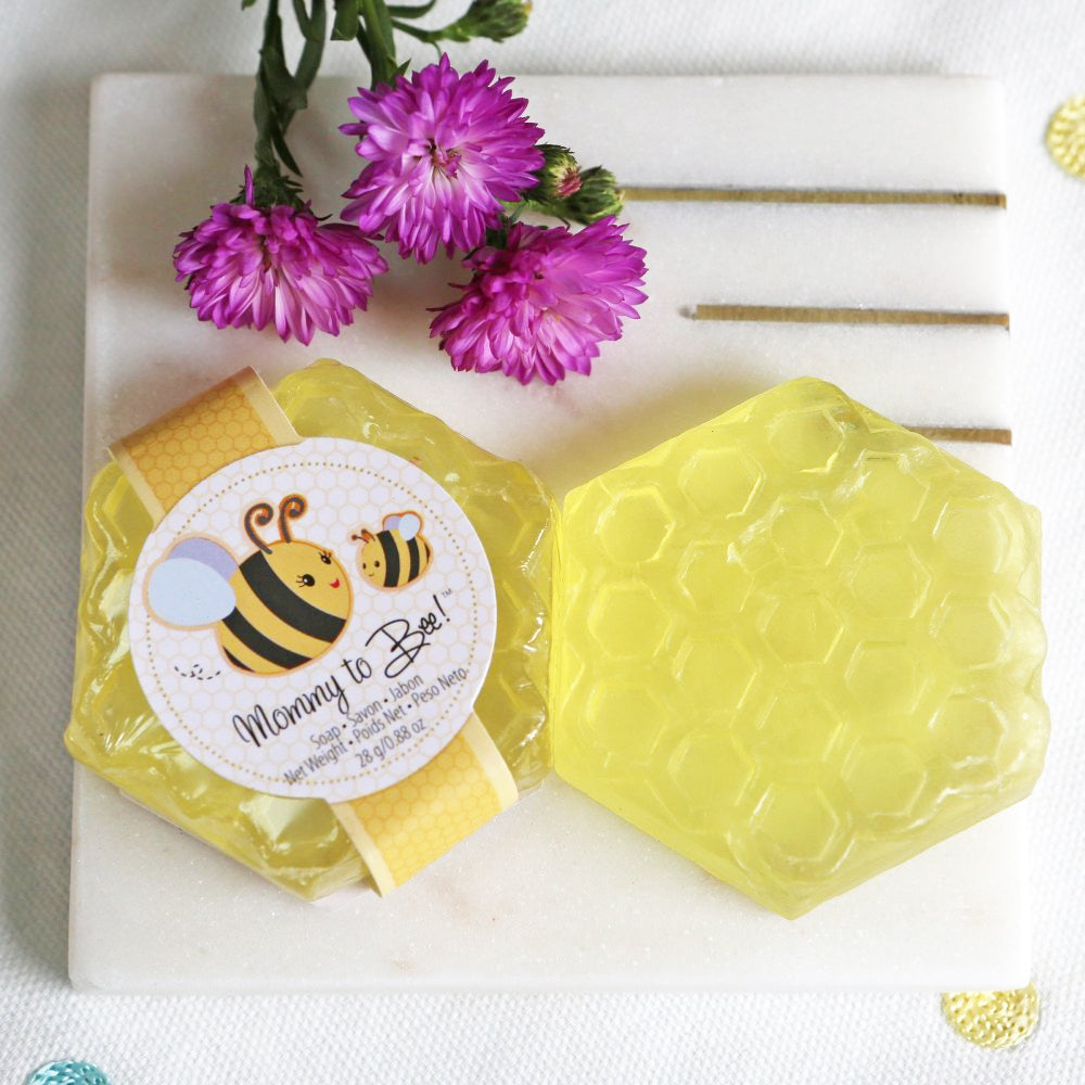 Mommy To Bee Honey Scented Honeycomb Soap - Natural Handmade Gifts (Set of 4) | Perfect for Mother's Day, Baby Shower & Self-Care Gifts