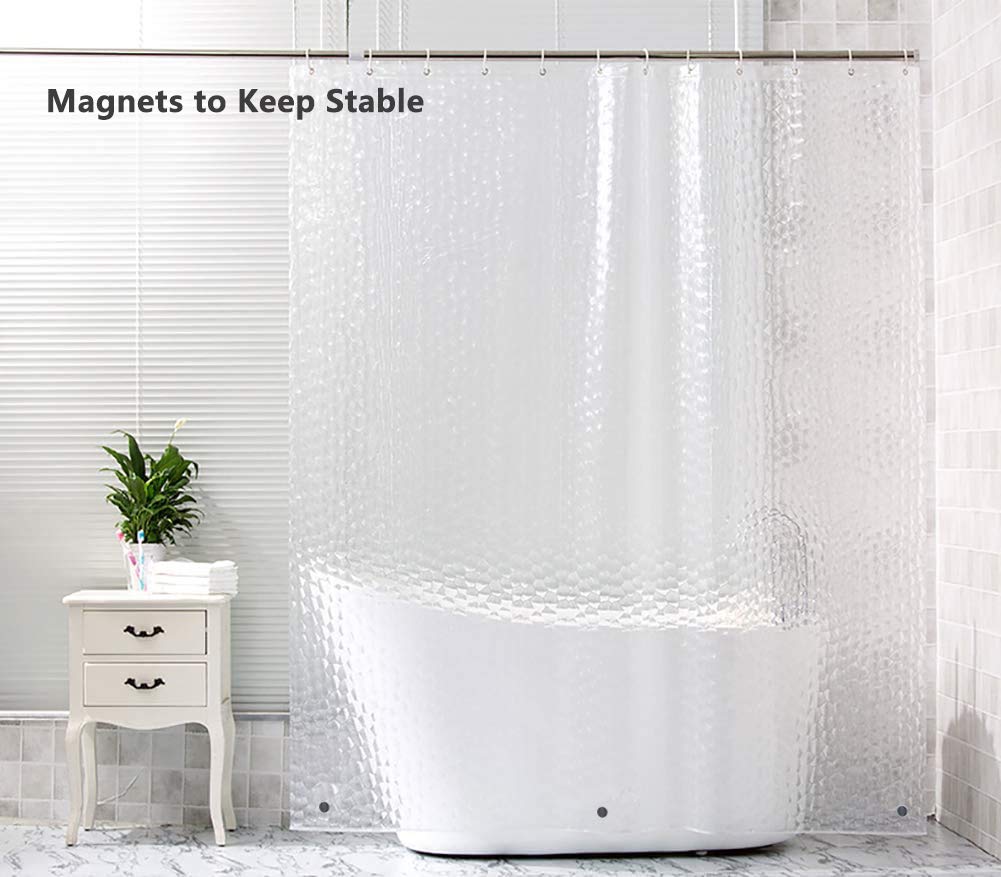 Ryhpez Clear Shower Curtain Liner Set with Hooks - 72x72 Inch Waterproof Bathroom Shower Curtain for Bath Tub, Hotel & Home Use