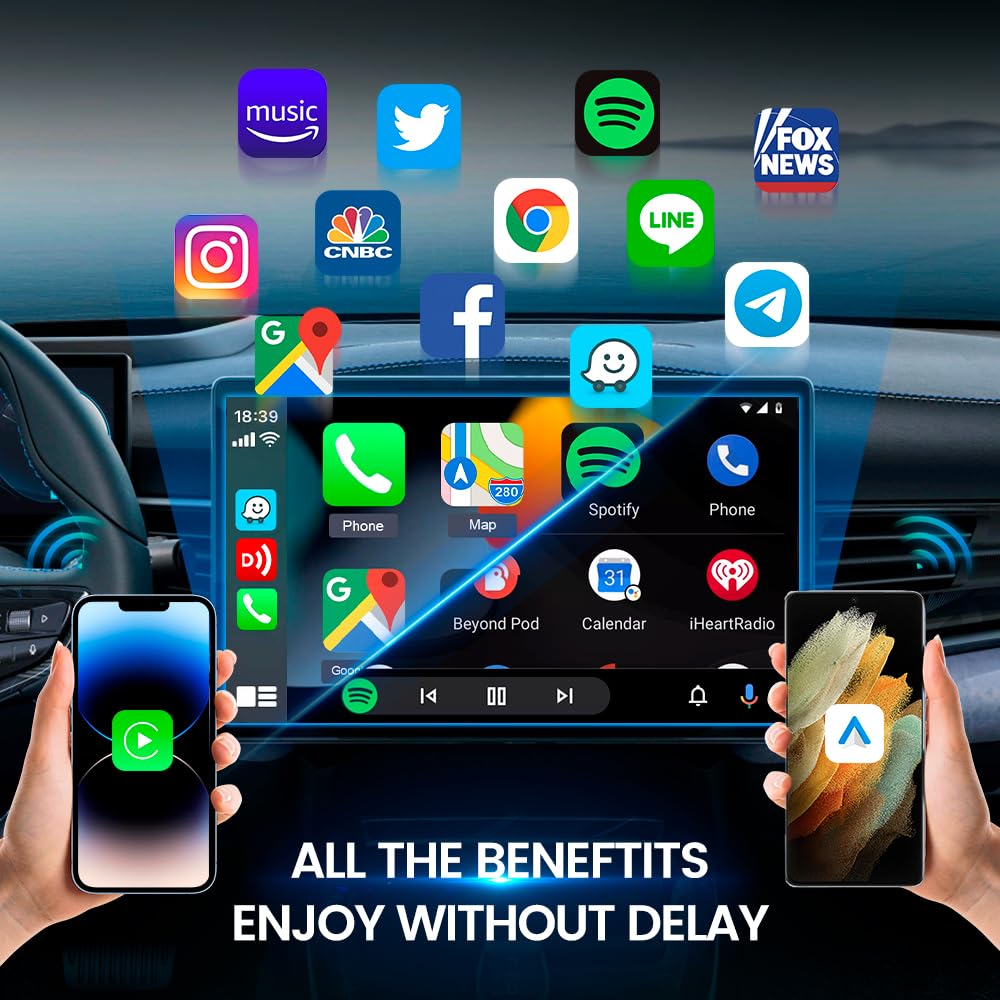 CarlinKit 4.0 Wireless Android Auto & Apple CarPlay Adapter - Convert Wired to Wireless for OEM CarPlay Cars | Plug & Play | Online Upgrade Supported | Perfect for Commuting, Road Trips & Hands-Free Driving