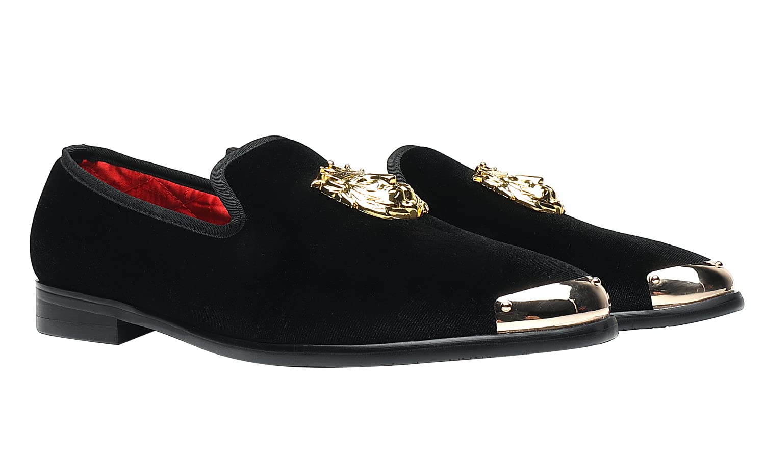 Luxury Men's Velvet Loafers with Gold Buckle - Formal Party Prom Shoes for Weddings, Dances & Special Events