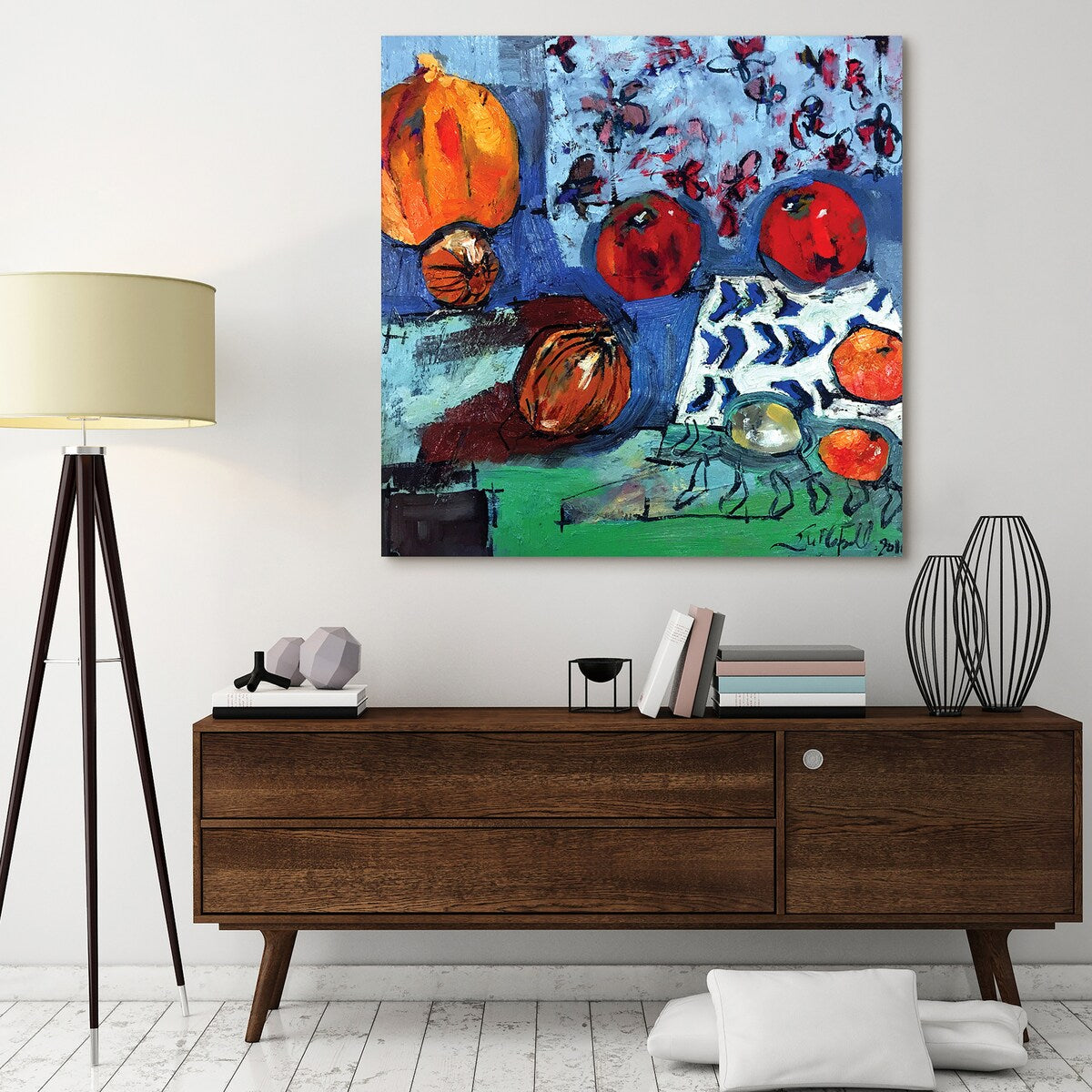 Frameless Floating Tempered Glass Wall Art - Apple Composition by EAD Art Coop - Modern Home & Office Decor for Living Room, Bedroom, Kitchen
