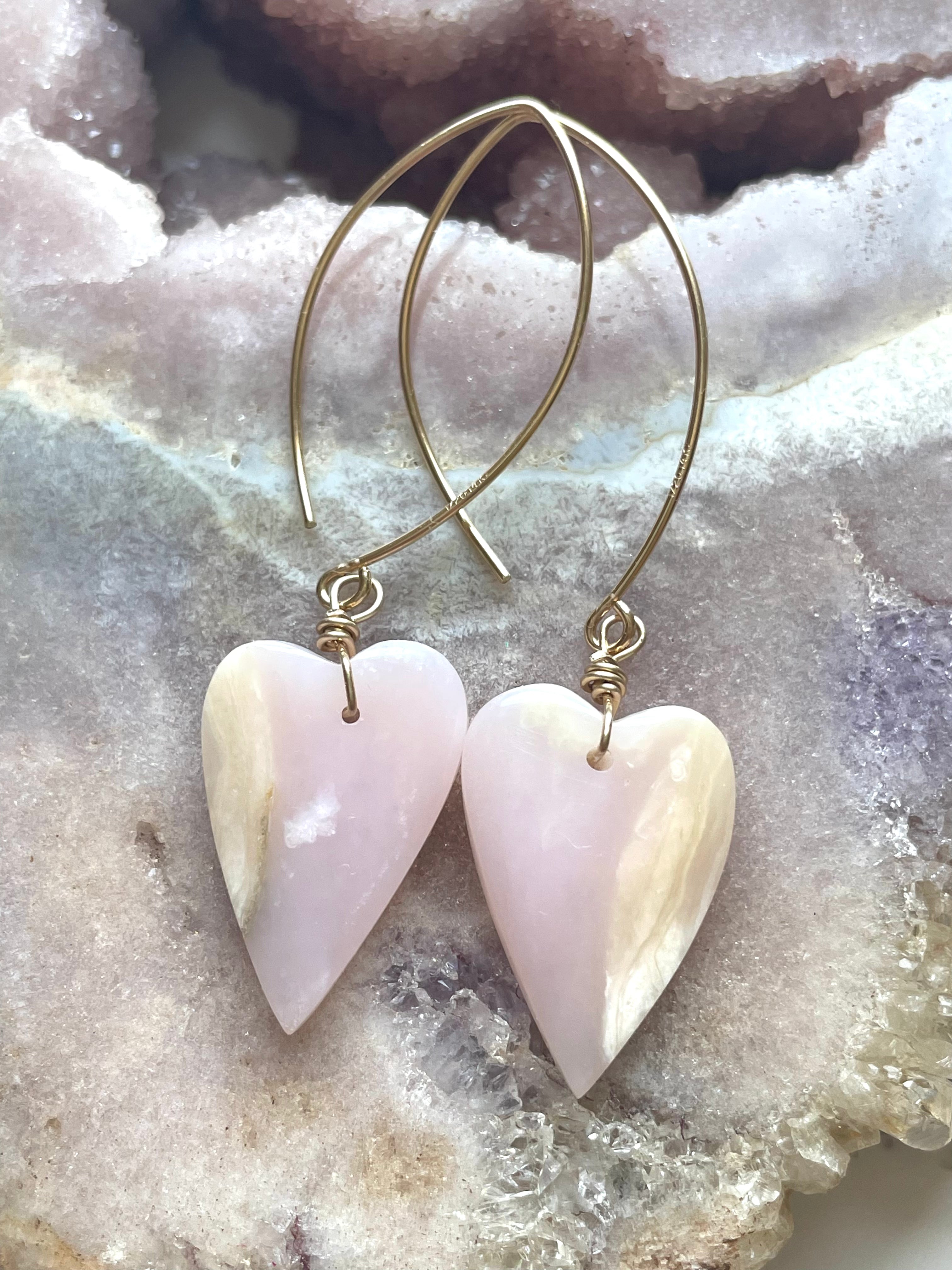 Pink Opal Gold Filled Statement Crystal Gemstone Earrings for Women | Elegant Dangle Drop Earrings | Perfect for Parties, Weddings & Special Occasions