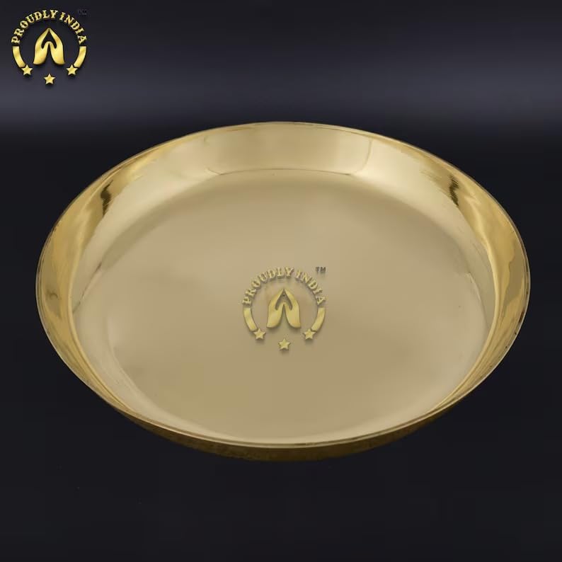 11 Inch Vengala Thattu Pure Kansa Bronze Thali Plate - Premium Indian Dinnerware Set for Serving Meals, Pooja & Traditional Dining (Set of 6) | Authentic Kansa Metal Plates for Healthy Eating & Ayurvedic Benefits