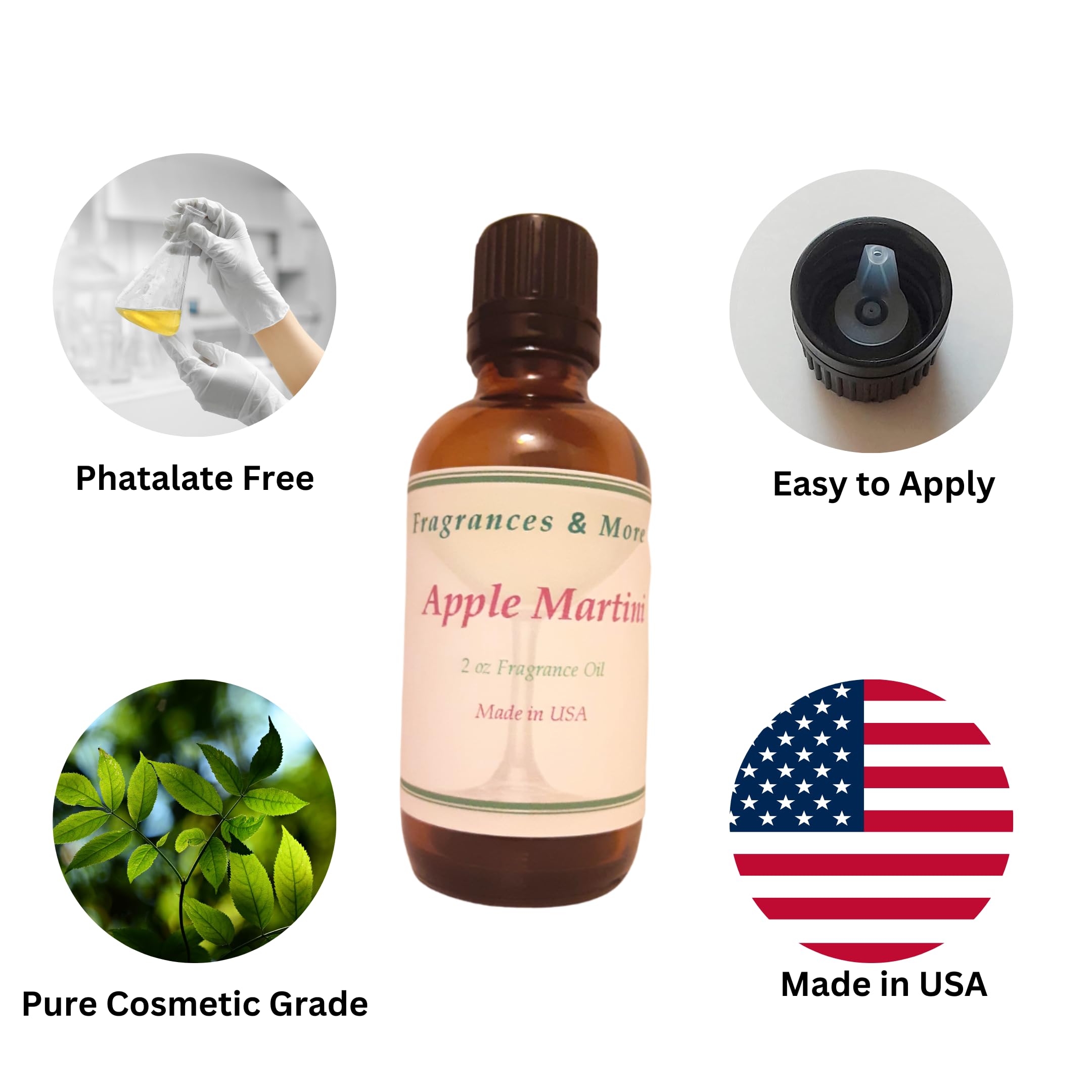 Premium Apple Martini Fragrance Oil - 2oz (60ml) Candle Making Scent, Soap & Home Fragrance Oil | Essential Oil for Aromatherapy, DIY Candles, Bath Products & Room Diffusers | Long-Lasting Scent for Relaxation & Home Spa