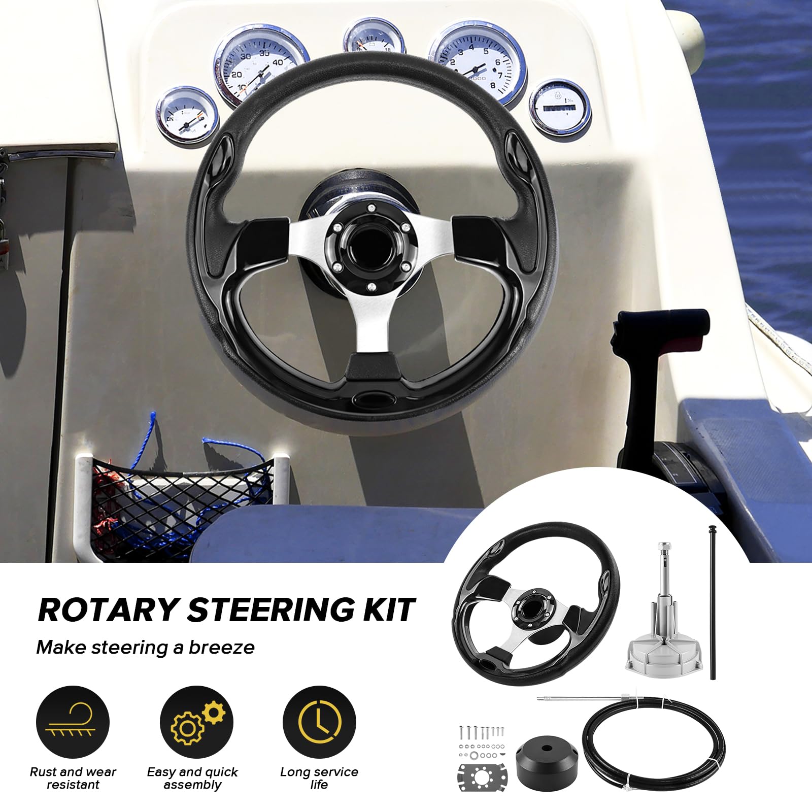 **10ft Boat Steering System Kit - 3/4