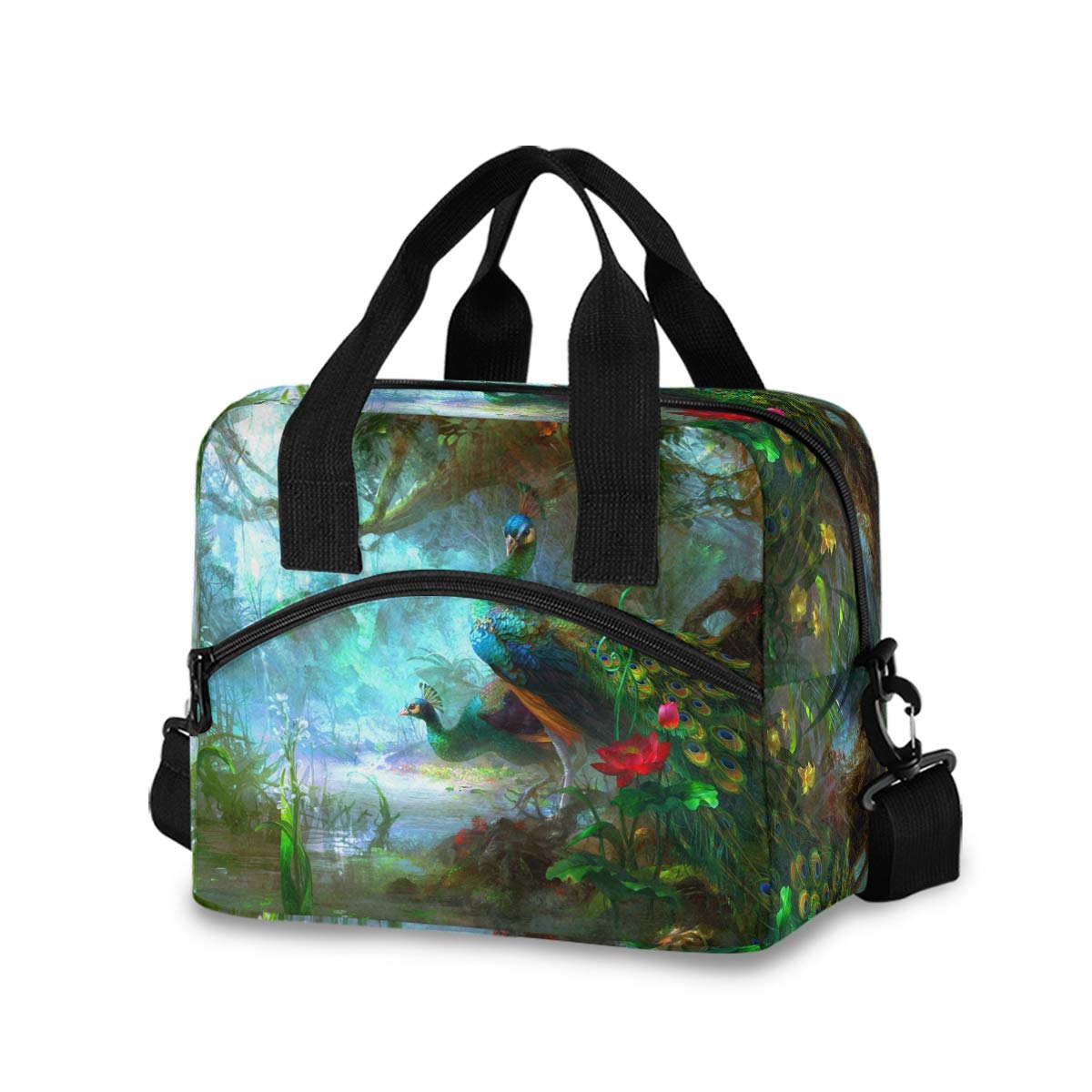 Stylish Leakproof Peacock Lunch Bag for Women - Insulated Crossbody Lunch Box with Adjustable Shoulder Strap - Perfect for Nurses, Teachers & Office Workers - Great for Work, School & Outdoor Picnics
