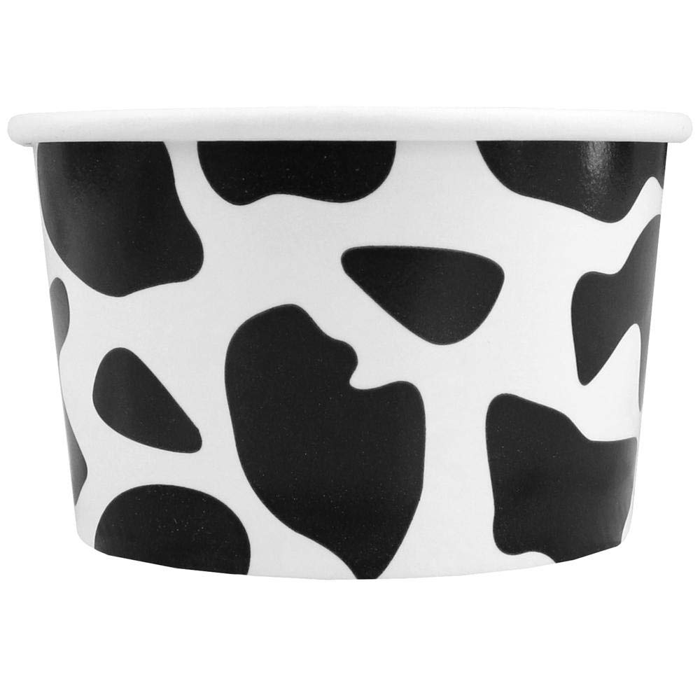 UNIQ 1000-Count 4 oz Disposable Cow Print Paper Ice Cream Cups | Durable Dessert Bowls for Frozen Yogurt, Ice Cream & Party Supplies | Perfect for Birthday Parties, Ice Cream Shops & Catering Events