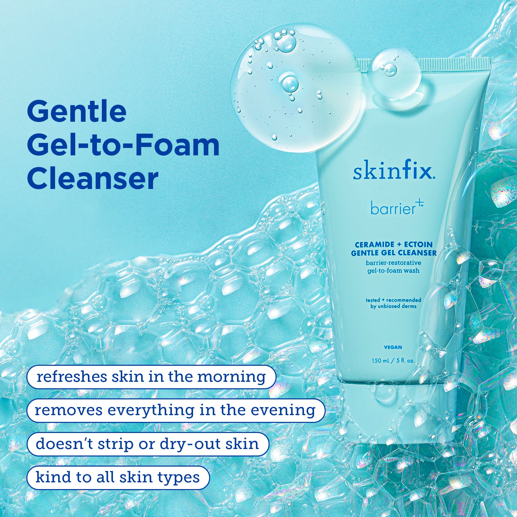 Barrier+ Ceramide & Ectoin Gentle Gel Cleanser - Hydrating Face Wash for Sensitive Skin | Daily Skincare Routine & Post-Workout Refresh