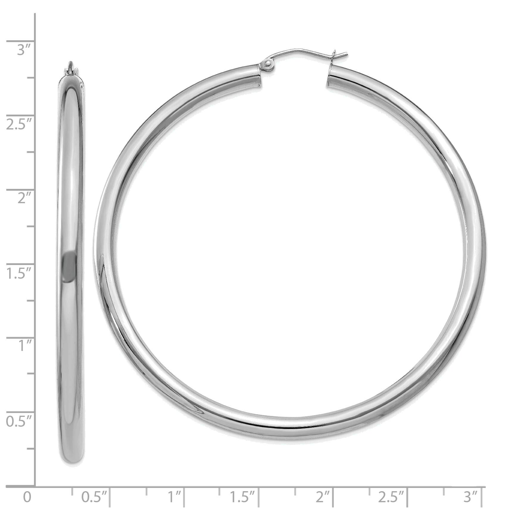 14K White Gold Polished 4mm Lightweight Tube Hoop Earrings for Women - Dainty Everyday Jewelry, Perfect for Work, Date Night & Special Occasions