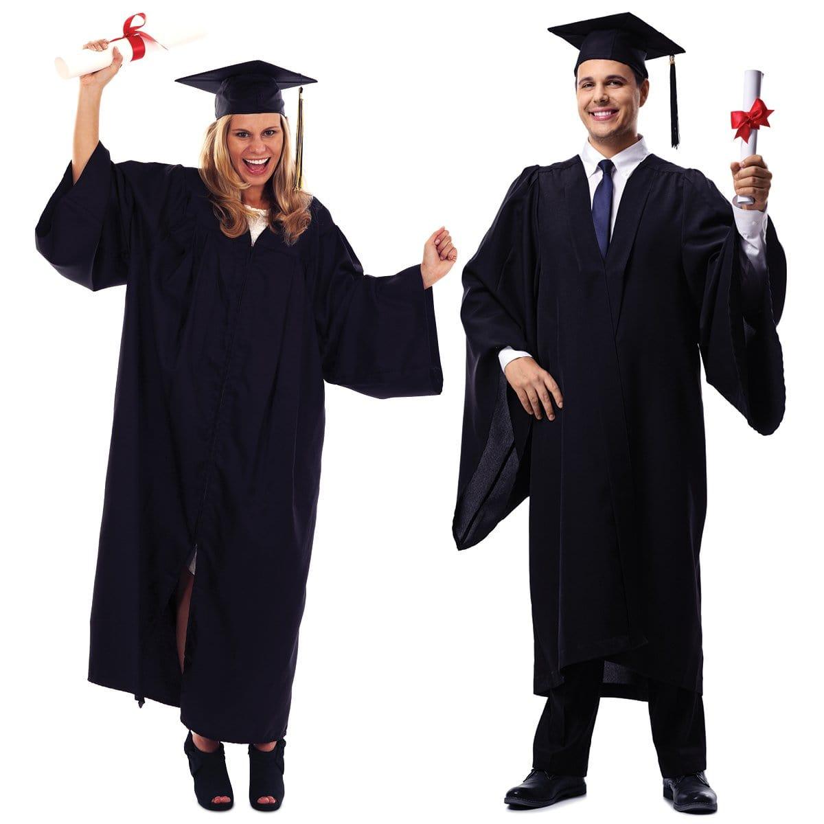 Elegant Black Graduation Gown & Cap Set for Adults - Perfect for College, University Ceremonies & Graduation Photos