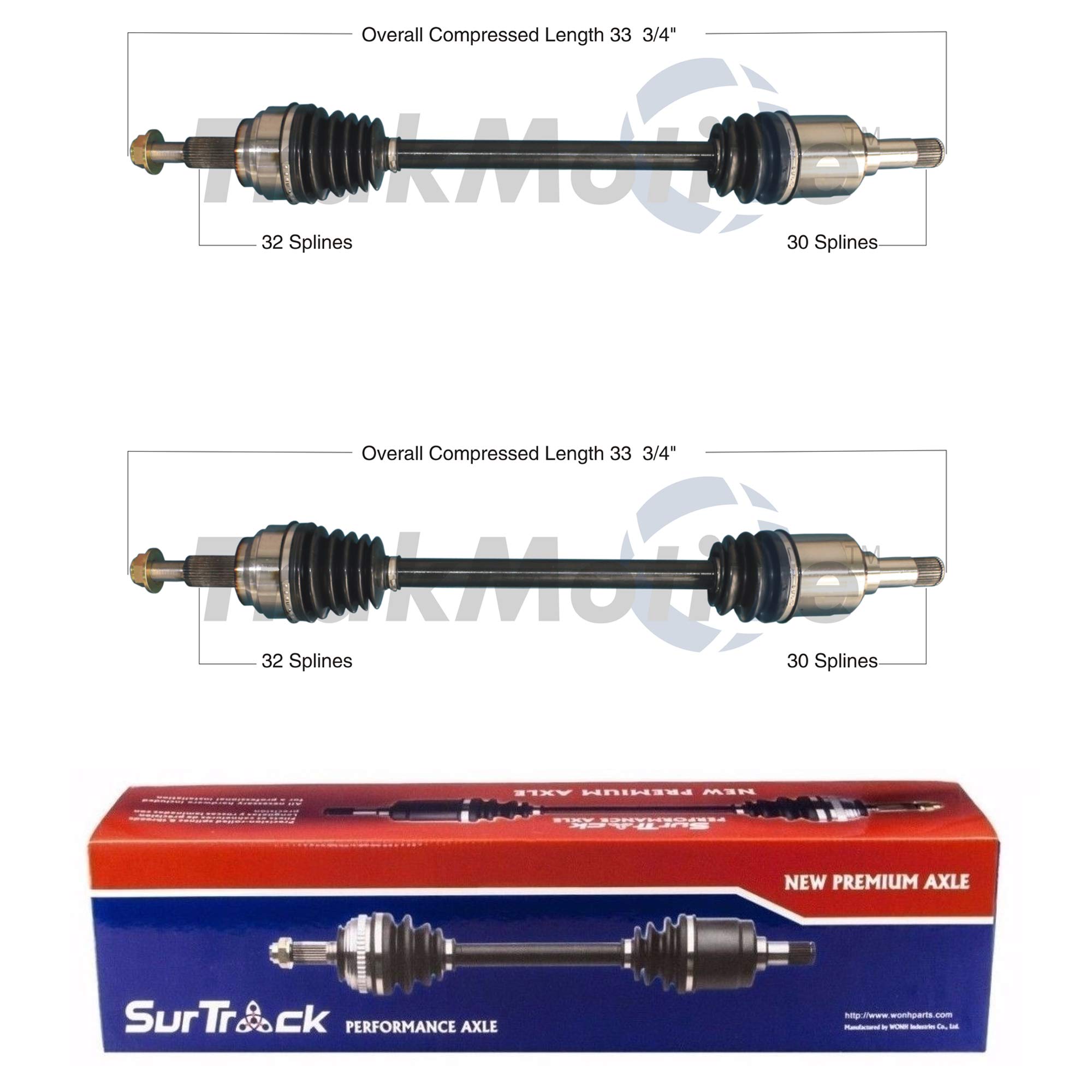 SurTrack Pair of 2 Rear CV Axle Shafts Compatible with Jeep Grand Cherokee 2011-2012 | 215mm Rear Axle Replacement | Off-Road & Daily Driving Performance Parts