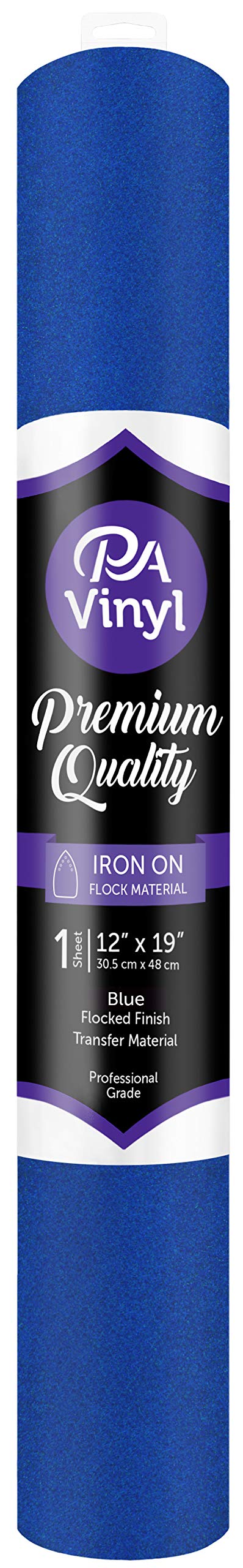 PA Paper Accents Vinyl Iron-On Flocked Blue - Premium Heat Transfer Material for DIY T-Shirts, Bags & Home Decor Projects