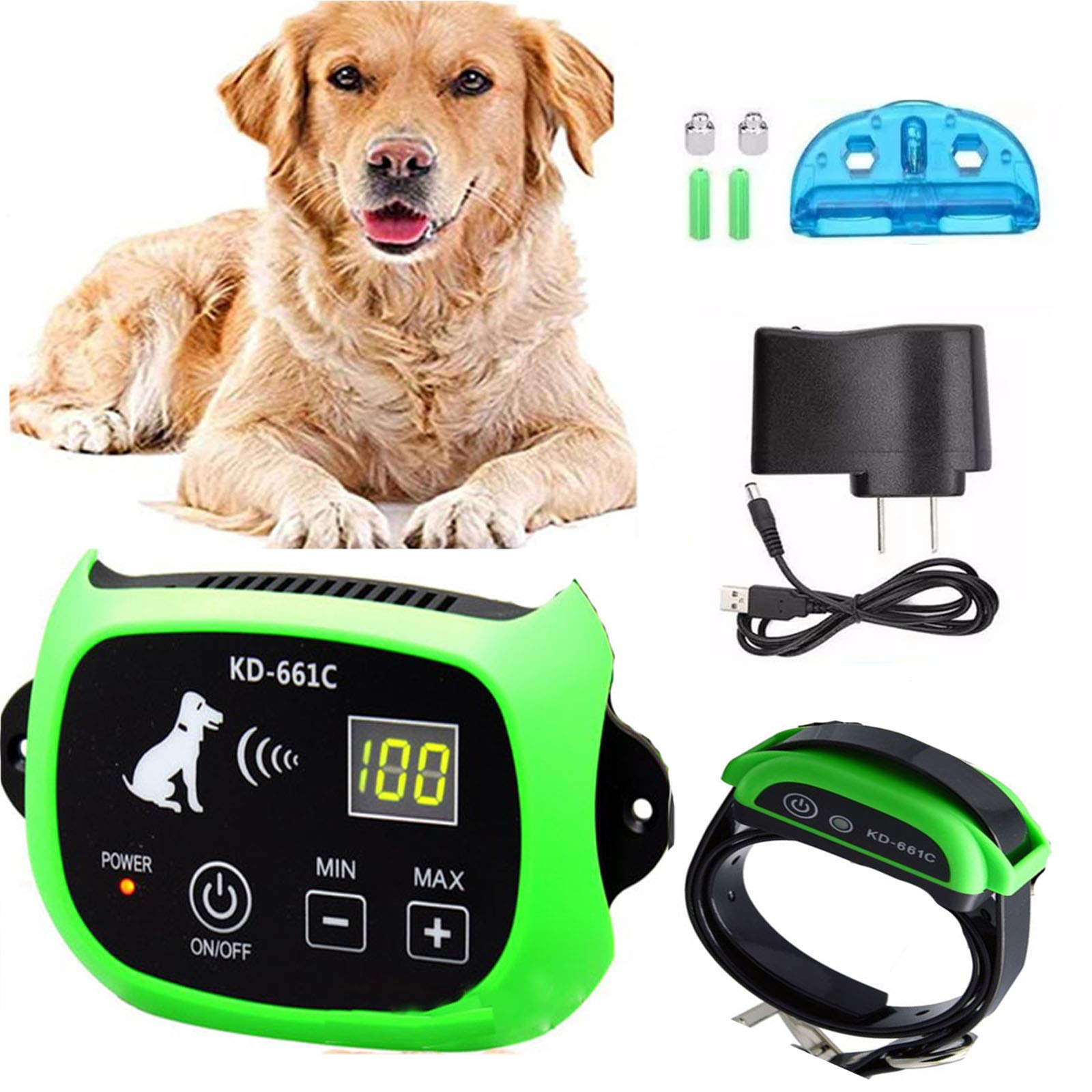 Wireless Dog Fence System - IP65 Waterproof Rechargeable Shock & Beep Training Collar with Adjustable Range | Safe & Harmless Pet Containment Solution for Small, Medium & Large Dogs | Perfect for Backyard, Garden & Outdoor Dog Training