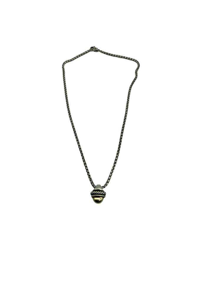 David Yurman 14k Gold & Sterling Silver Acorn Pendant Necklace for Women - Elegant Jewelry Gift for Birthday, Anniversary & Special Occasions