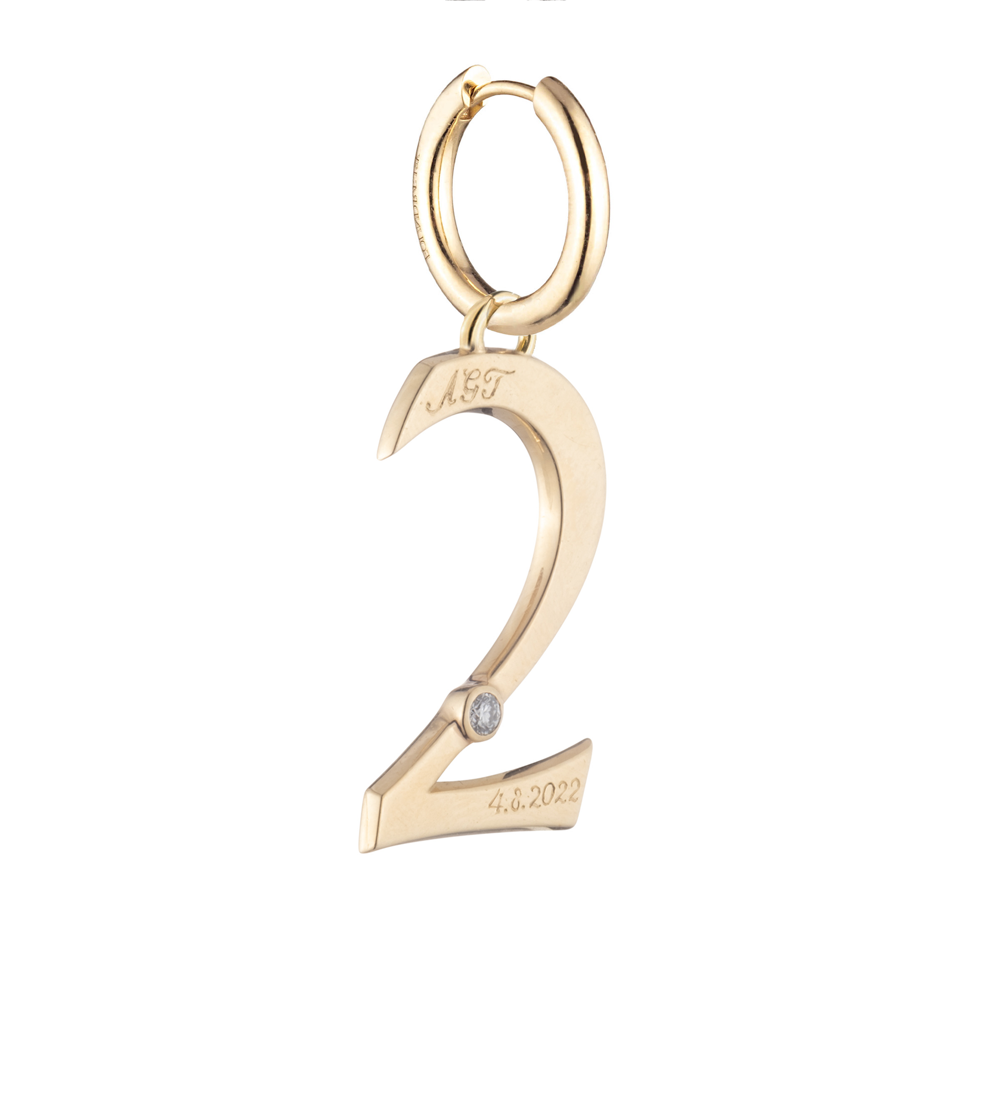 Personalized Engravable Number 2 Earrings - Oversized Small Chubby Hoop Earrings for Women | Perfect for Birthdays, Anniversaries & Unique Gifts