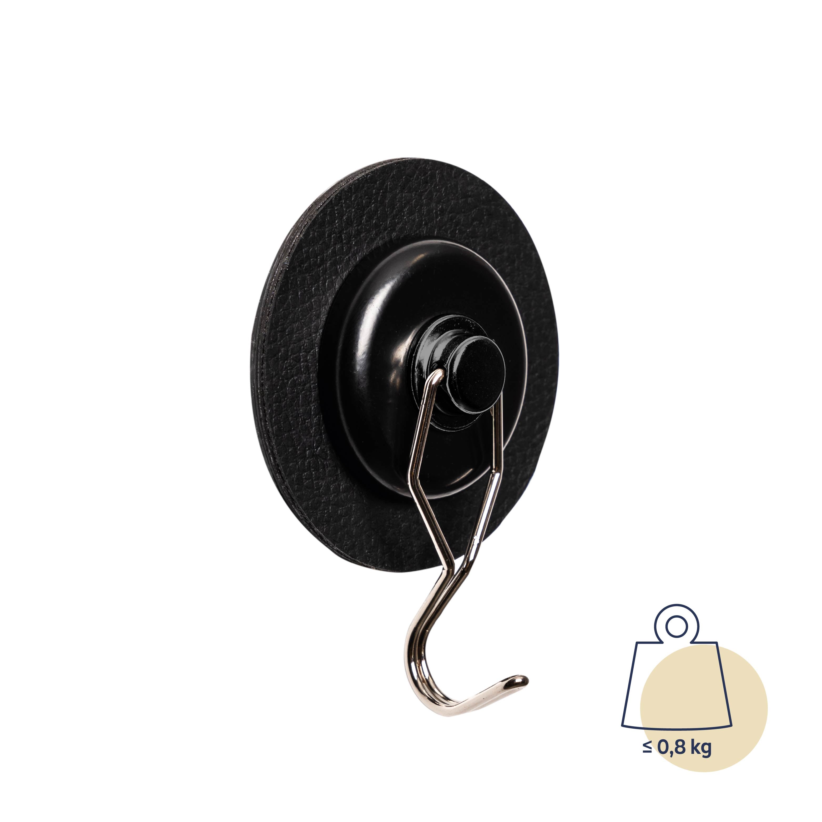 THE ONE Magnetic Hook with Pad - Black - Strong Wall Mount for Kitchen, Bathroom & Garage Organization