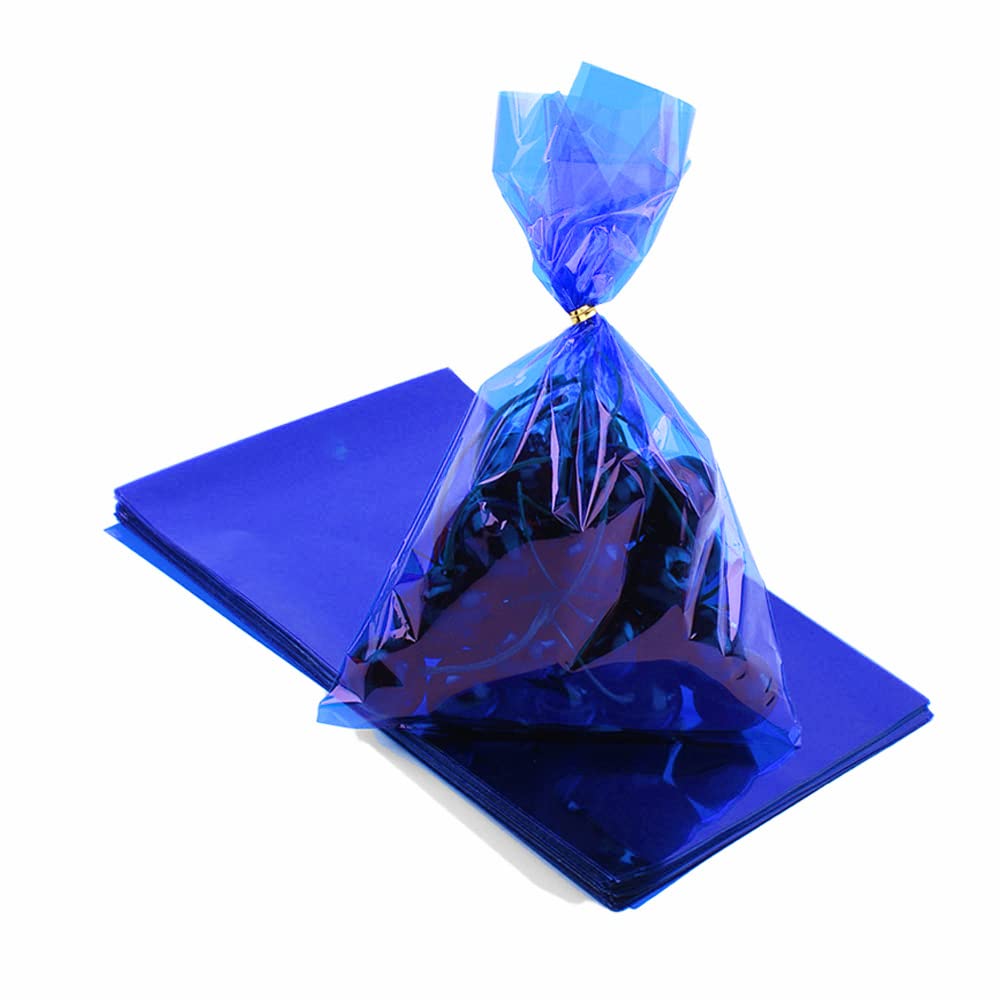 CC Wonderland Zone Blue Plastic & Cellophane Cello Bags 6x9 Inch - 50 Pack for Treats, Candy, Cookies & Party Favors | Perfect for Birthday Parties, Baby Showers & Wedding Favors