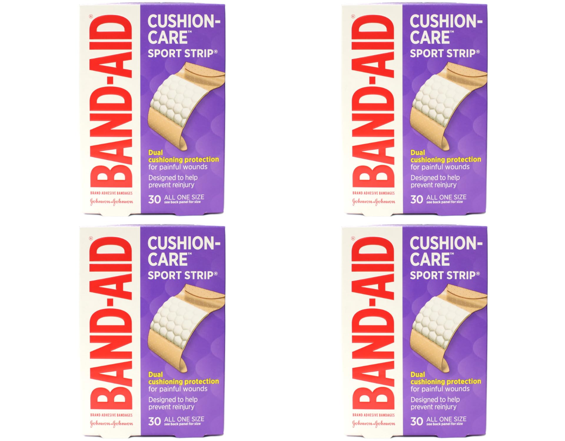 Band-Aid Sport Strip Extra Wide Adhesive Bandages - All One Size (30 Count, Pack of 4) | First Aid for Sports Injuries, Cuts & Scrapes | Waterproof Protection for Active Lifestyles