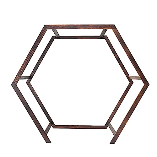 7ft Dark Brown Wood Hexagon Wedding Arch for Party & Reception Decor