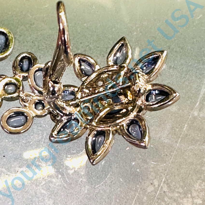 Elegant Sterling Silver CZ & Blue Glass Shoulder Duster Earrings - Pierced or Clip-On Options - Perfect for Weddings, Parties & Evening Events