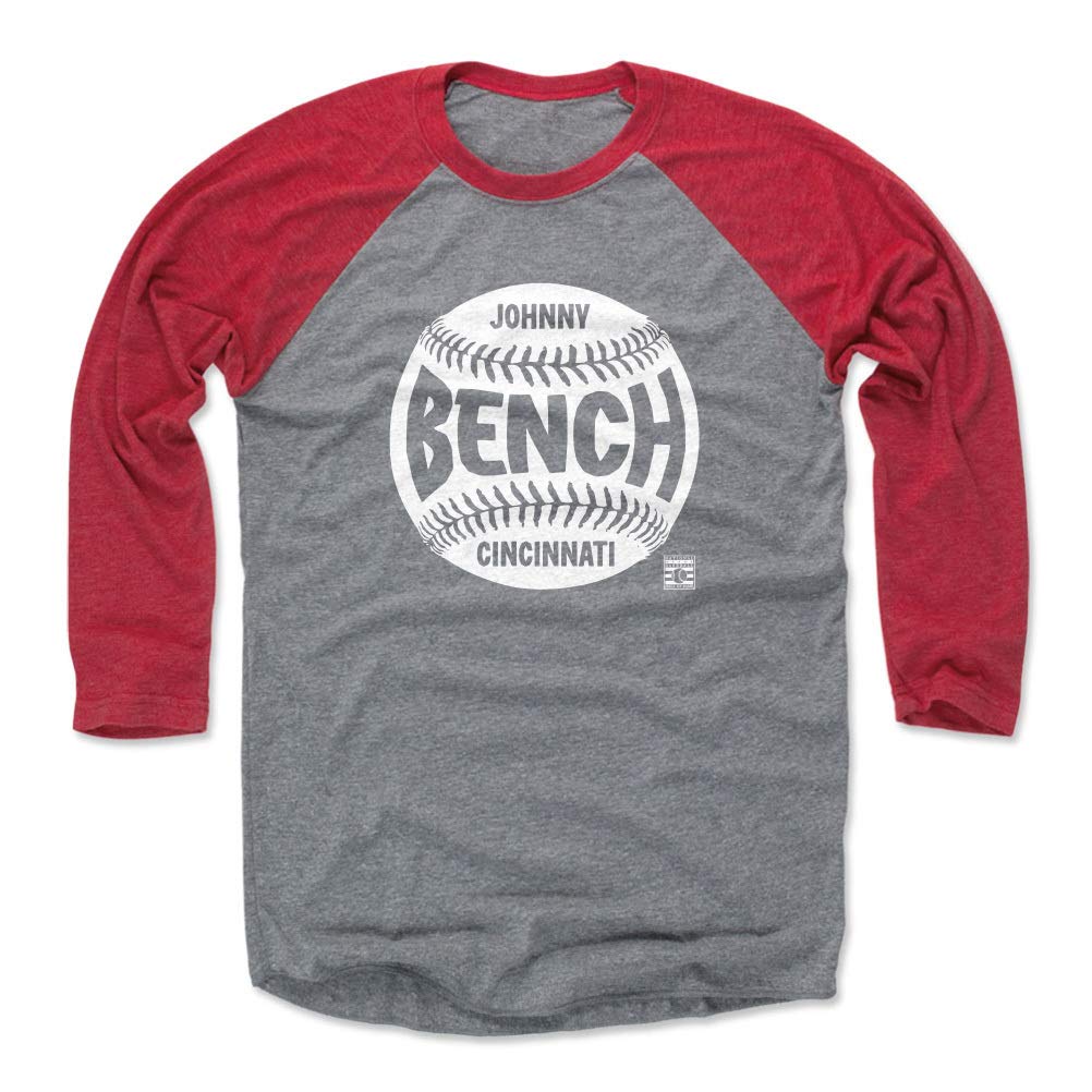 Johnny Bench Cincinnati Reds 3/4 Sleeve Raglan Baseball T-Shirt - Vintage 500 LEVEL Player Tee for Men | Perfect for Game Day, Fan Apparel & Casual Wear